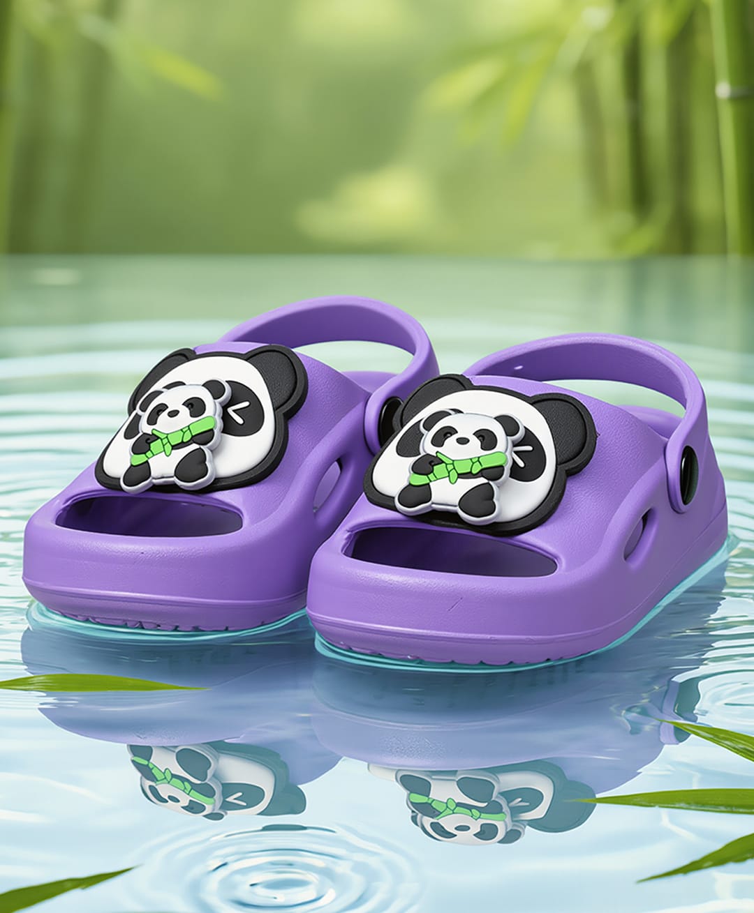 Yellow Bee Panda Applique Detailed Slingback Sandals - Purple-picture-25