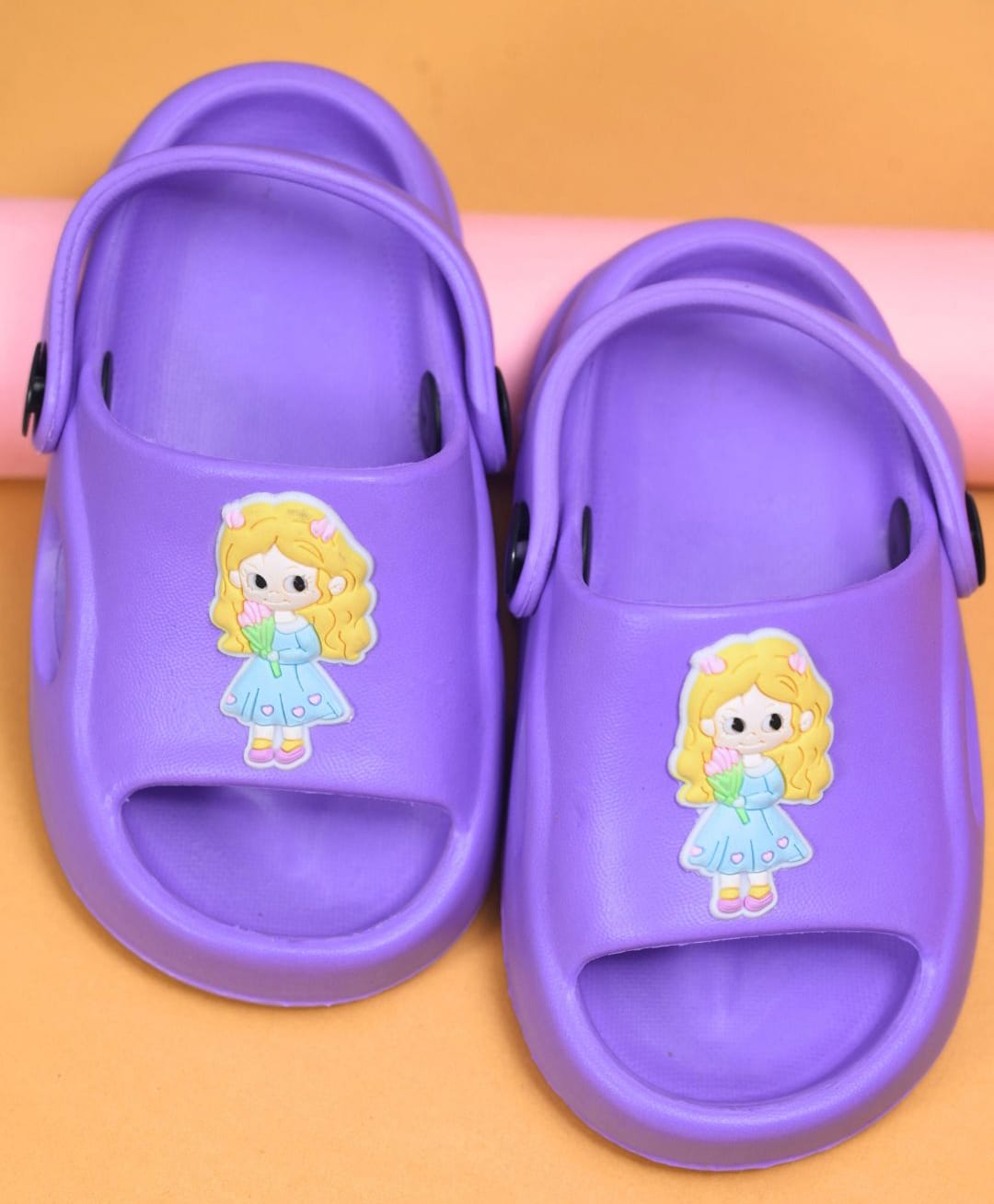 Yellow Bee Girl Applique Detailed Slingback Sandals - Purple-picture-27