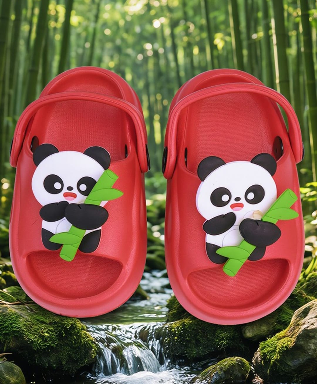 Yellow Bee Panda Applique Detailed Slingback Sandals - Red-picture-26