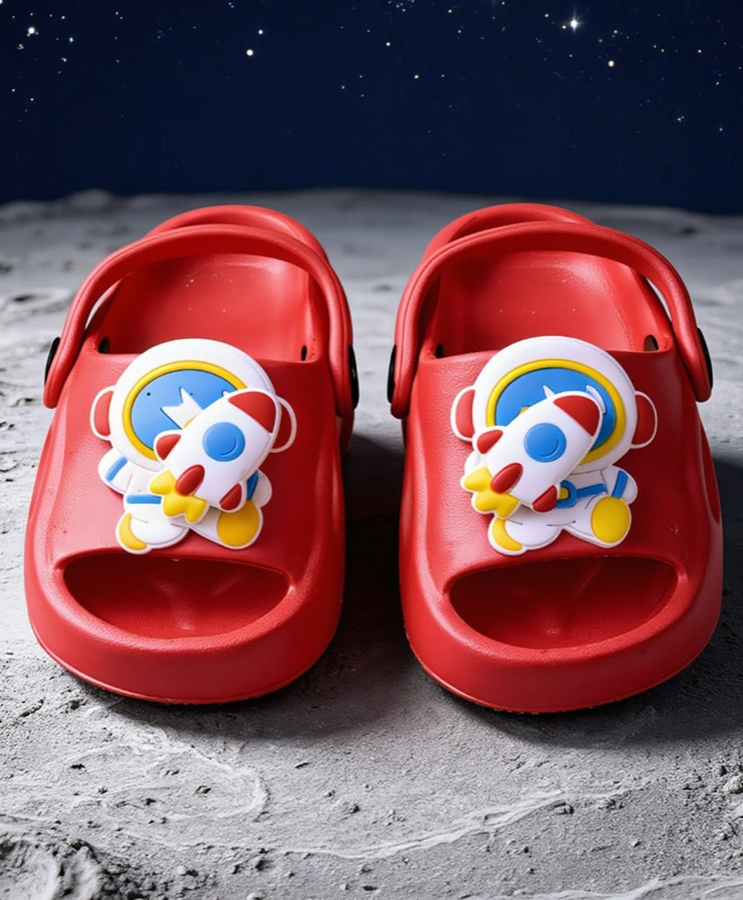 Yellow Bee Astronaut & Rocket Applique Detailed Slingback Sandals - Red-image-31