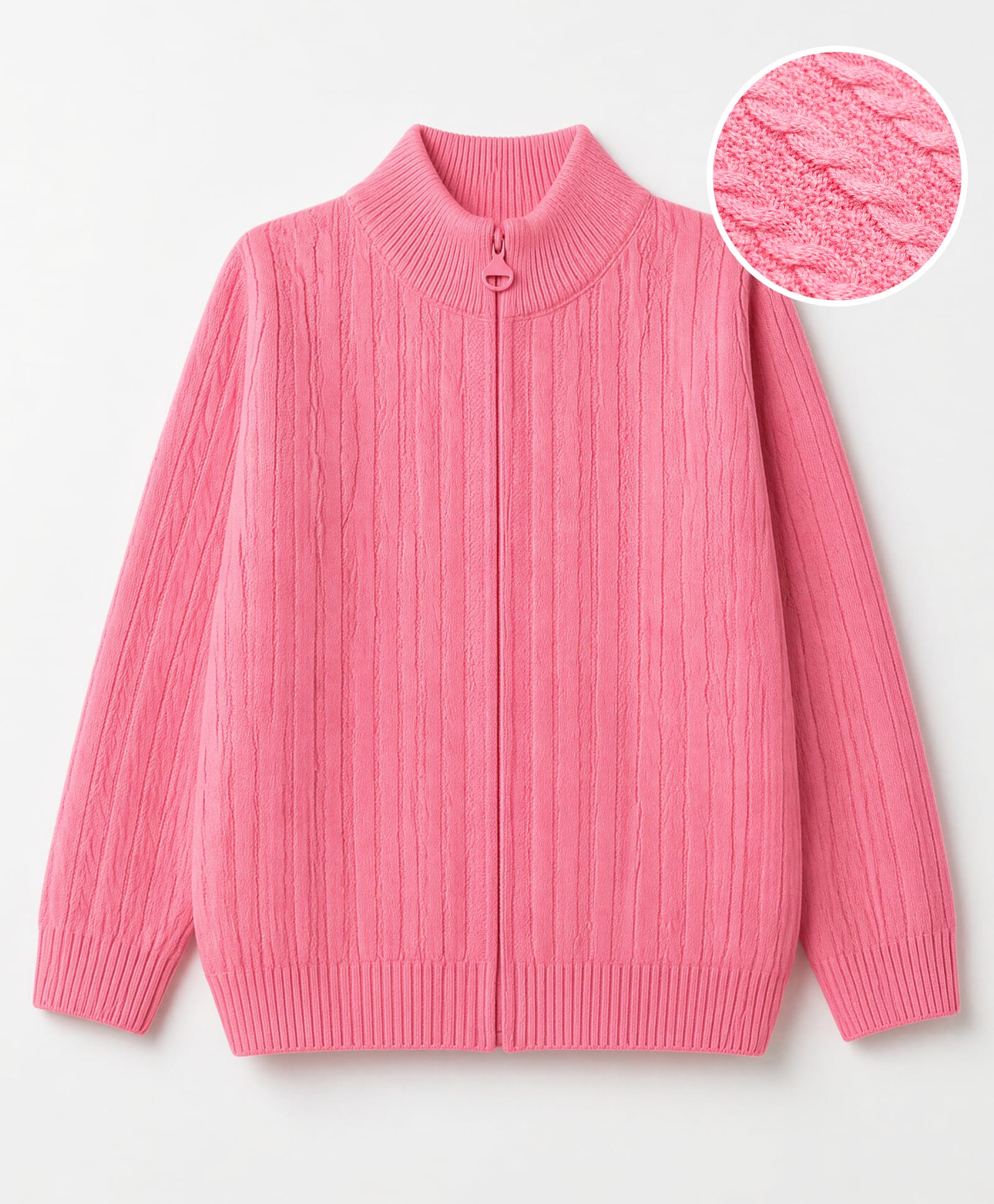 Pine Kids Knit Full Sleeves Front Open Sweater - Pink-picture-15