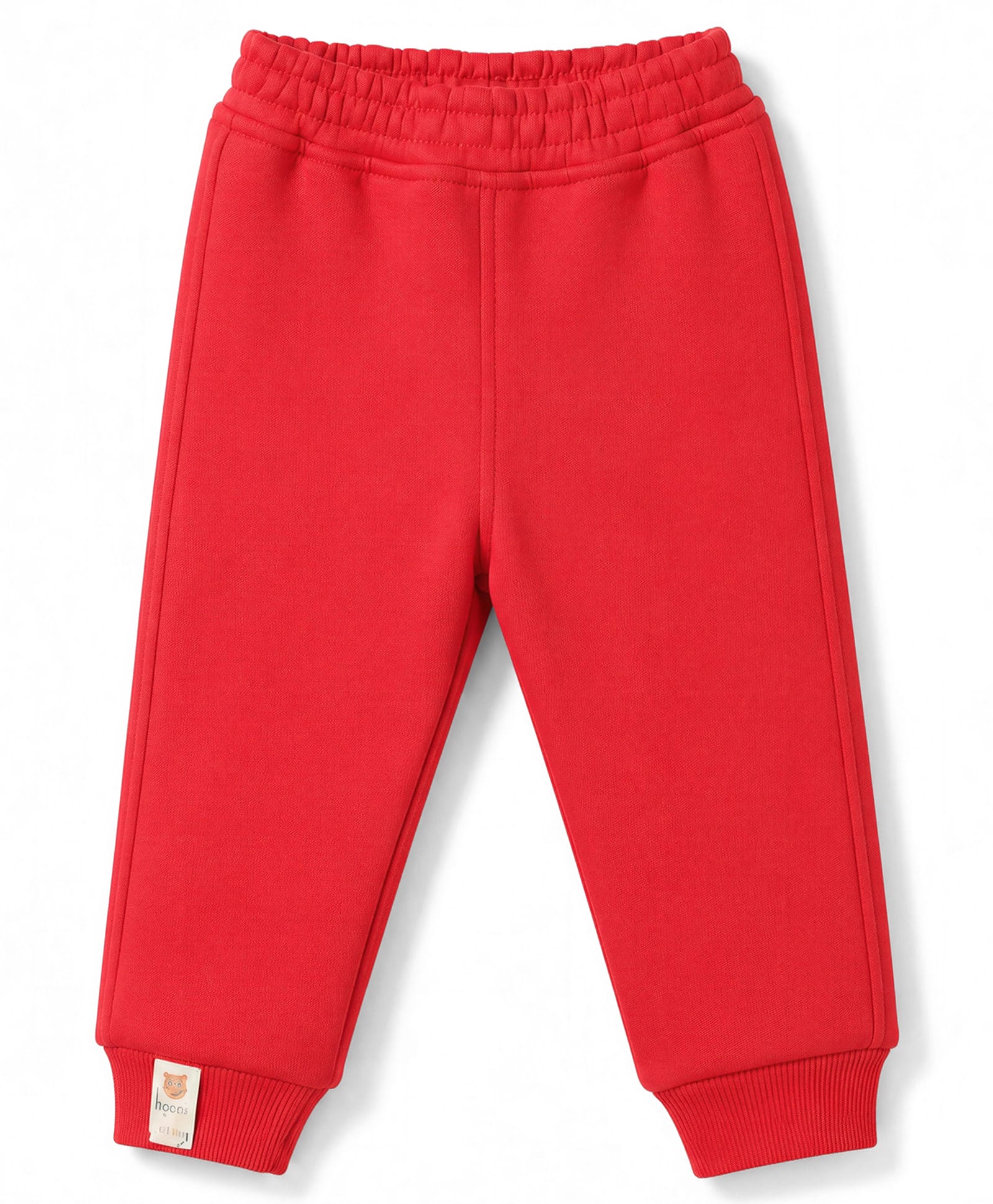 Little Kangaroos Muslin Knit Full Length Fleece and Woollen Pant With Teddy Bear Patch - Red-picture-26