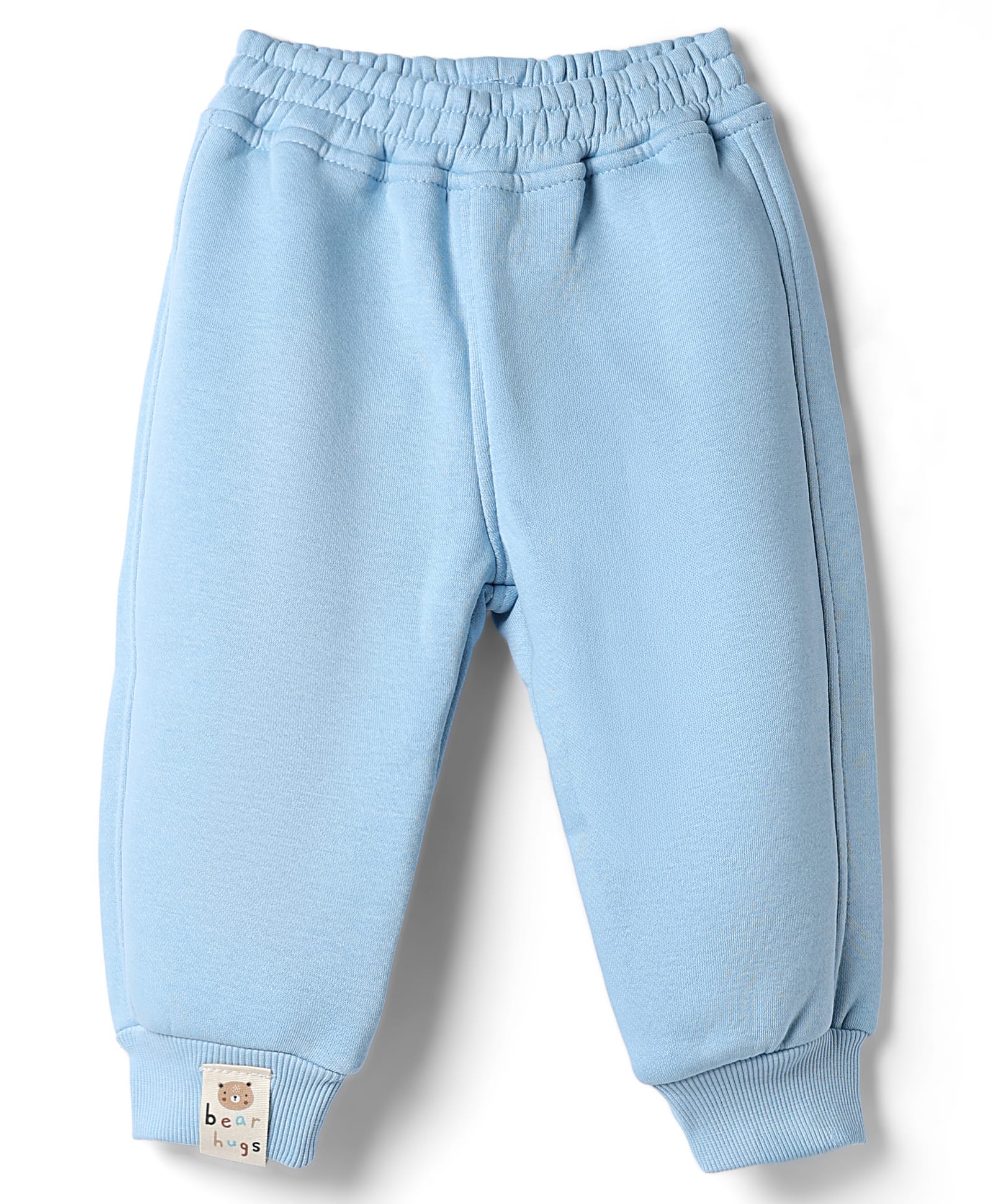 Little Kangaroos Muslin Knit Full Length Fleece and Woollen Pant With Teddy Bear Patch - Light Blue-picture-14