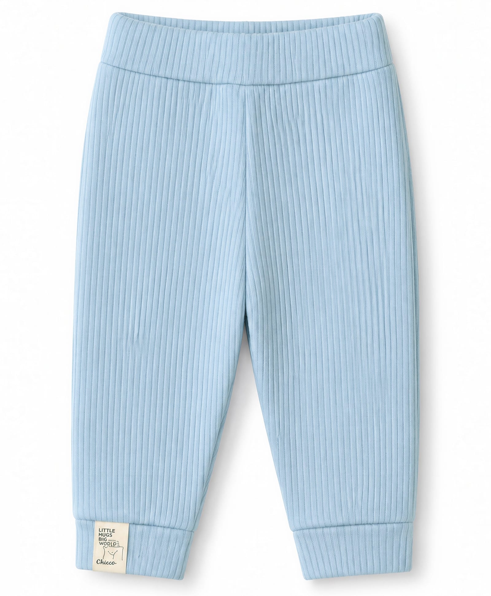 Little Kangaroos Muslin Knit Full Length Fleece and Woollen Pant With Little Hugs Patch - Light Blue-picture-27