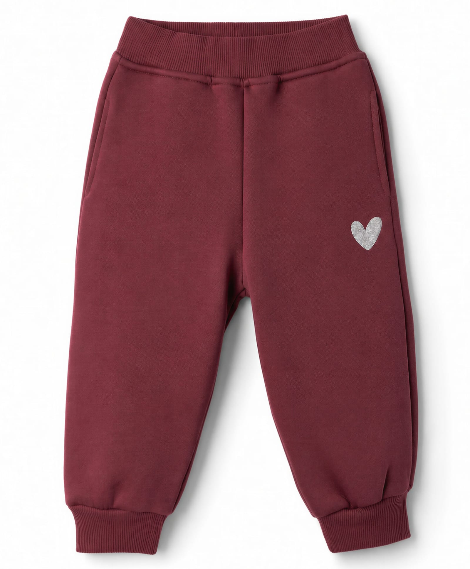 Little Kangaroos Muslin Knit Full Length Hearts Printed Fleece & Woollen Pant - Plum-image-30