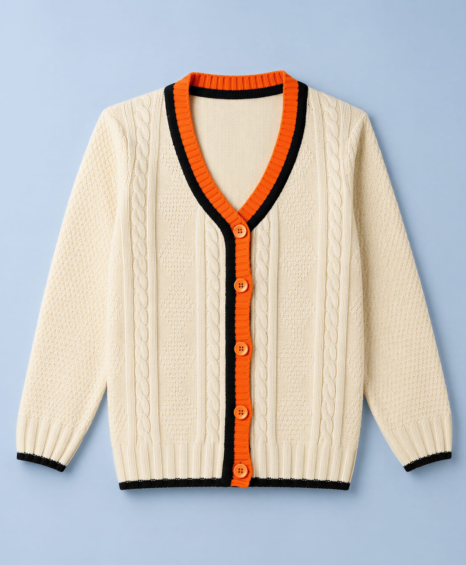Pine Kids Knit Full Sleeves Front Open Sweaters With Cable Knit Design - Off White-picture-43