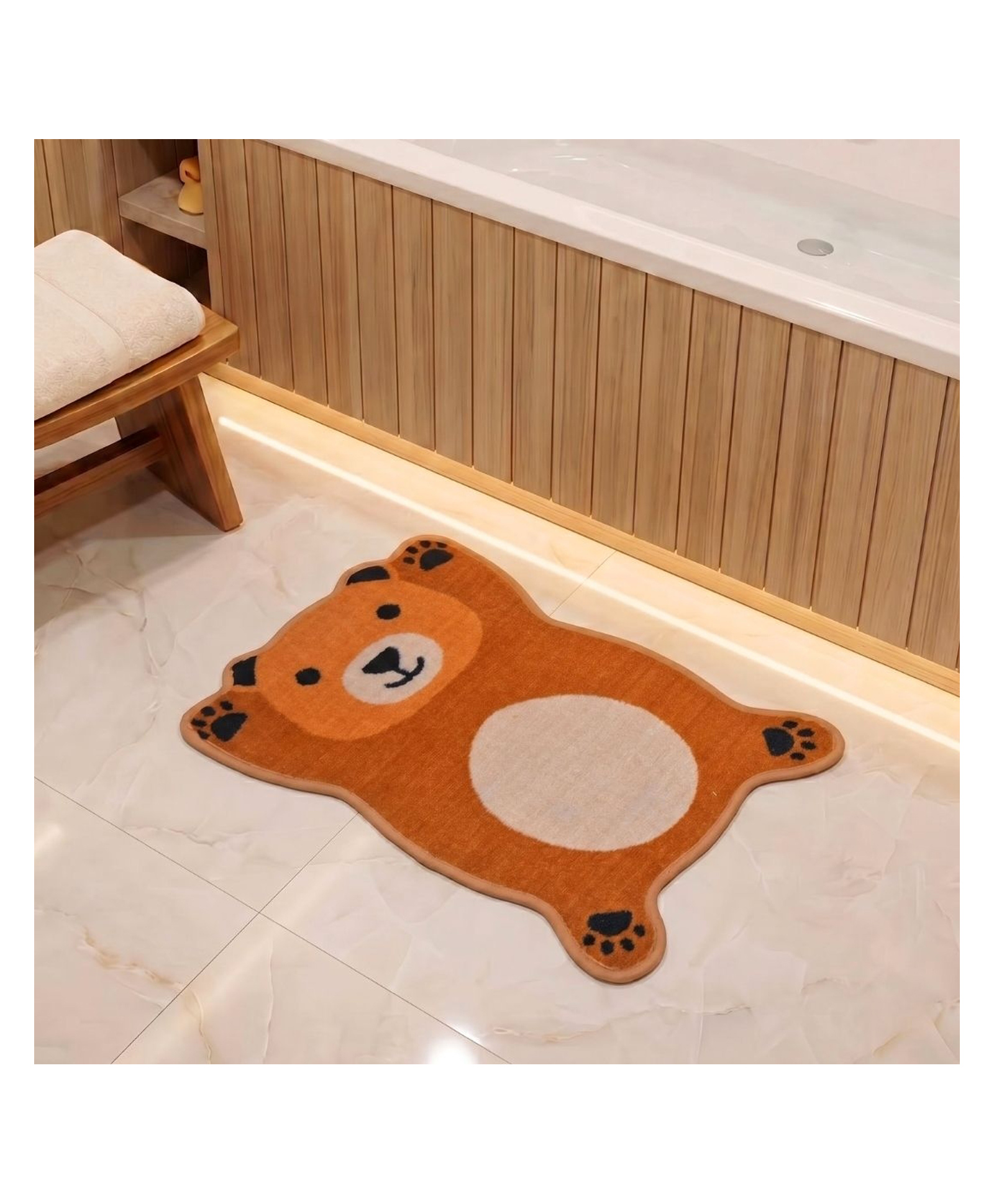 Athom Living Premium Animal Bear shaped Cutouts Kids Bathmat Durable Soft Texture Anti skid Easy to Clean Stylish Home Decor Mat for Doorway & Kids Room 40x60 cm Brown-image-46