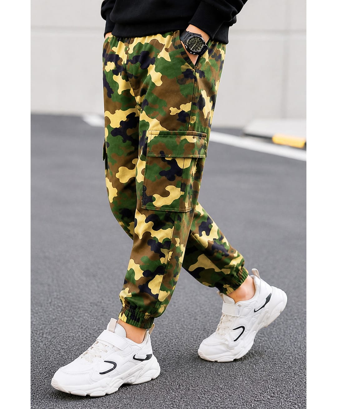 Trampoline Cotton Woven Camouflage Printed Cargo Style Joggers - Multi Colour-picture-21