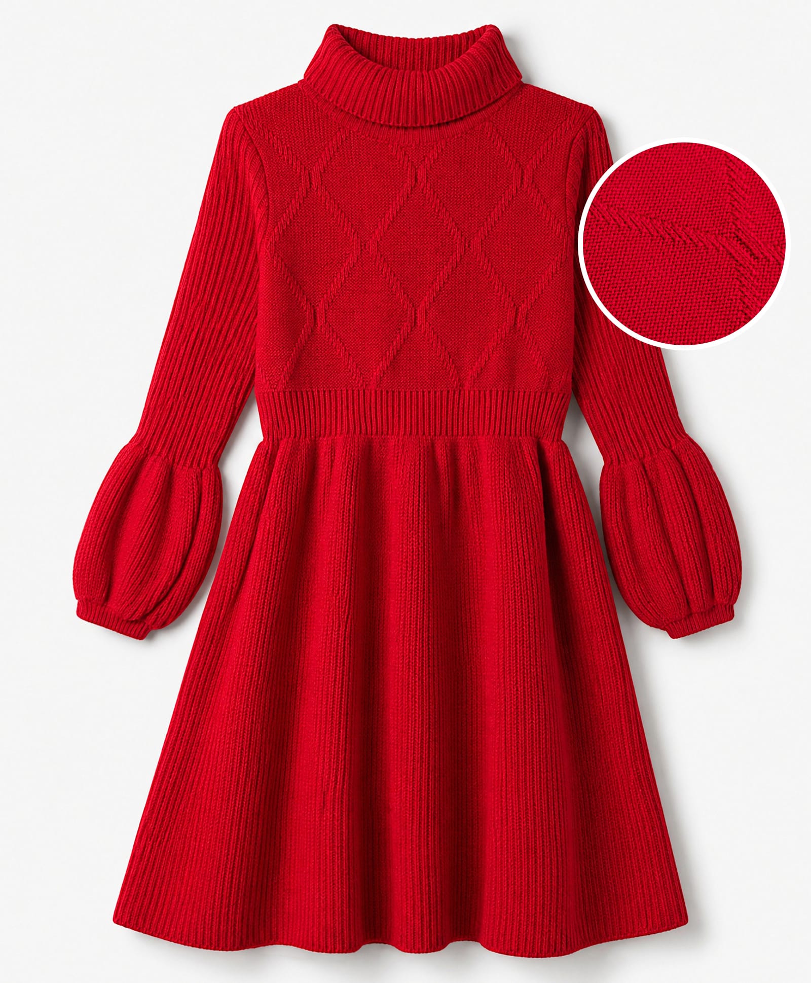 Pine Kids Knit Full Sleeves Winter Dress - Red-image-7