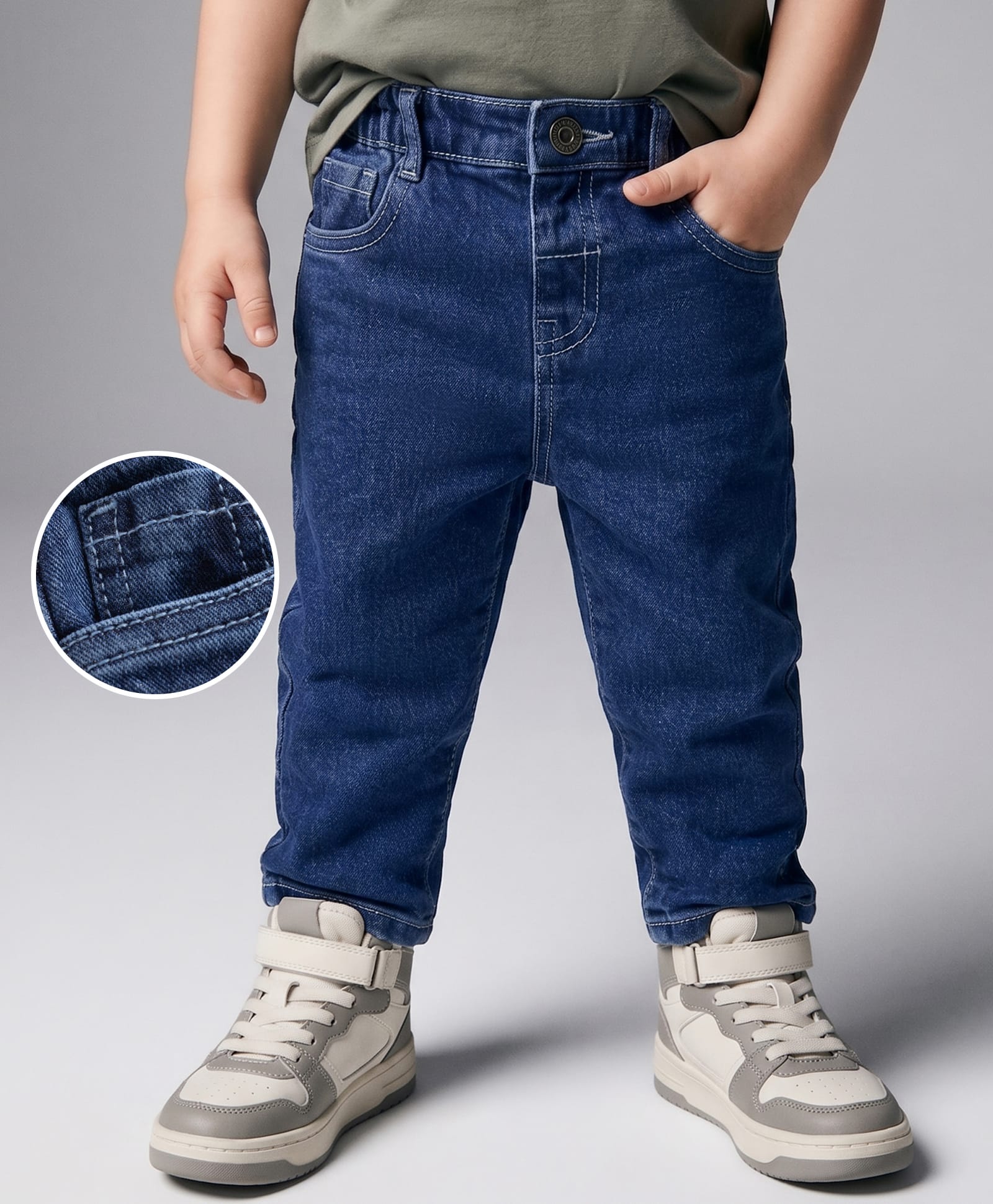 Mark & Mia Cotton Lycra Denim Full Length Solid Jeans With Ears & Print Detailing - Blue-picture-16