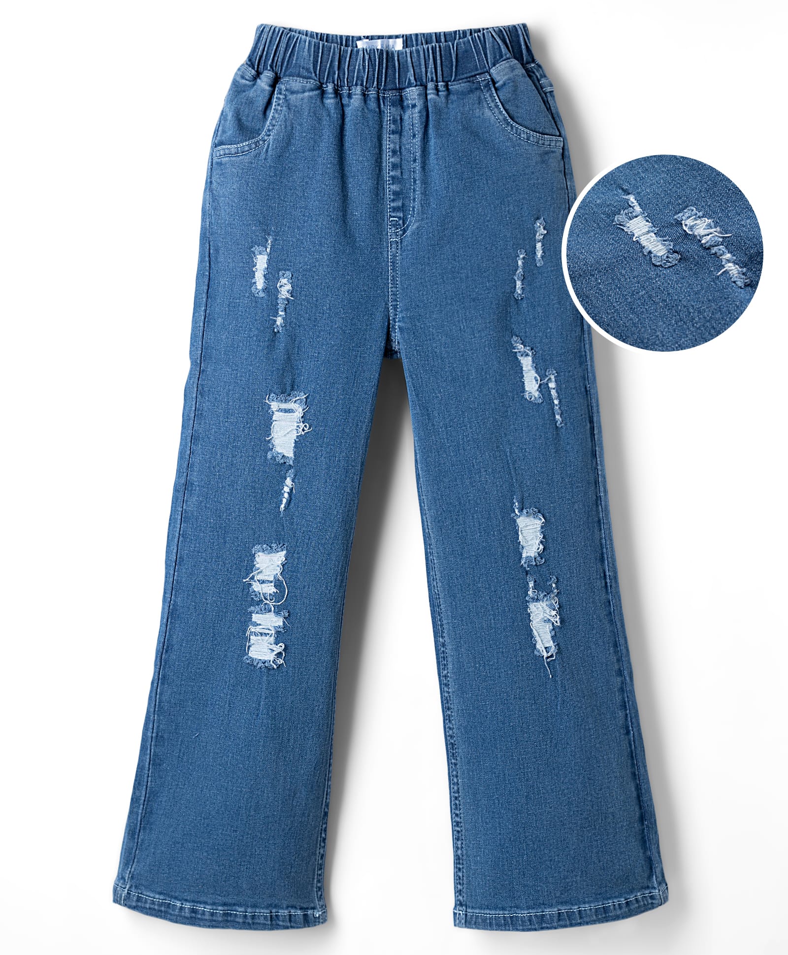 Mark & Mia Cotton Lycra Full Length Denim Jeans With Tearing Detailing - Blue-picture-38