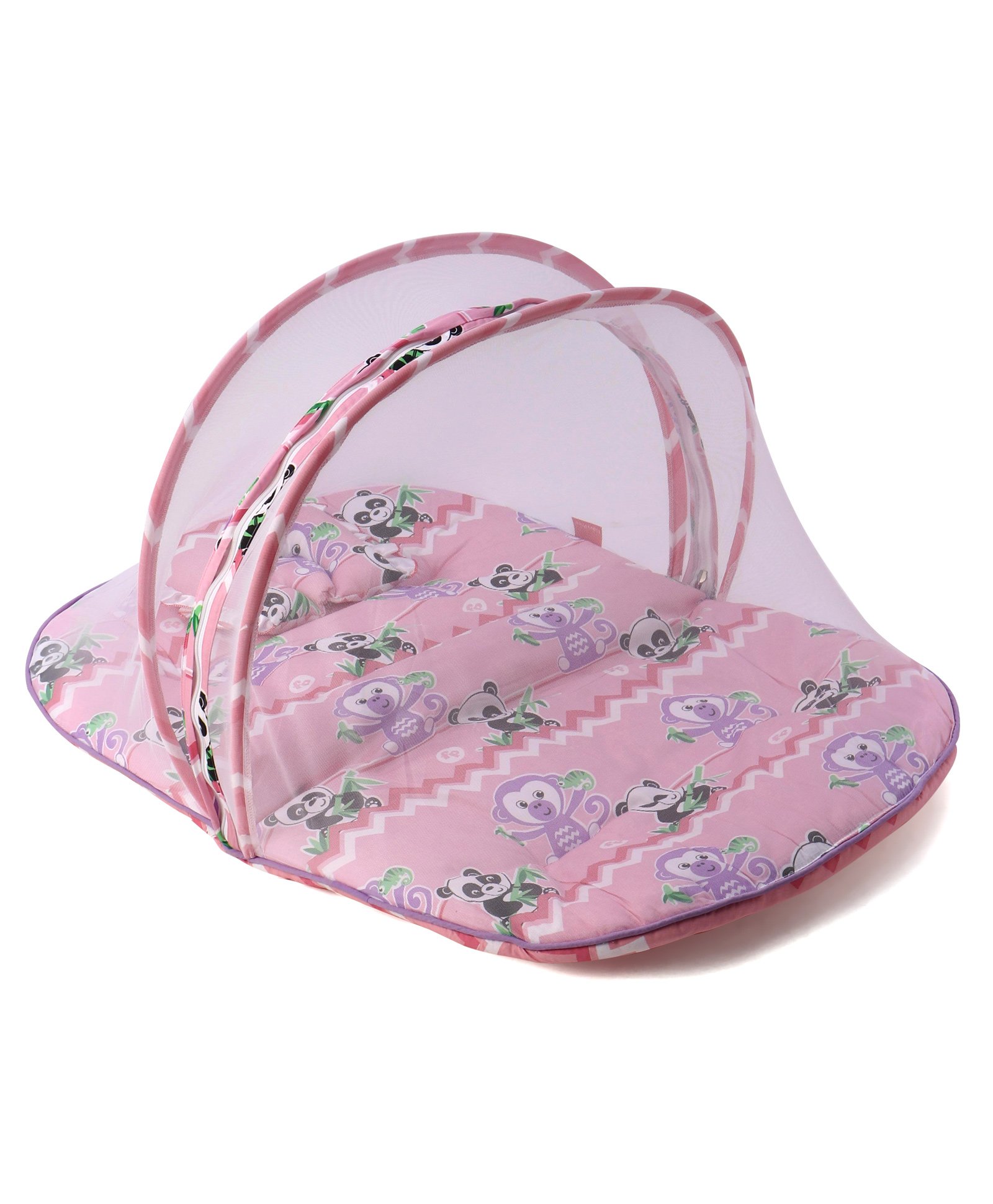 fisher price by nb Fisher Price Baby Mattress With Mosquito Net & Pillow Panda Print - Pink-picture-12