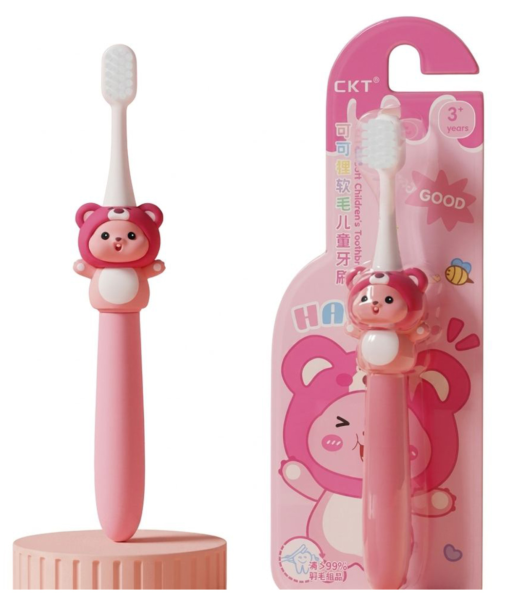 ZQBIEE Cartoon Character Soft Bristles Manual Toothbrush For Kids 3-12 Years Old with Anti-slip Rubberized Handle Design (Pack of 1, Pink )-picture-12
