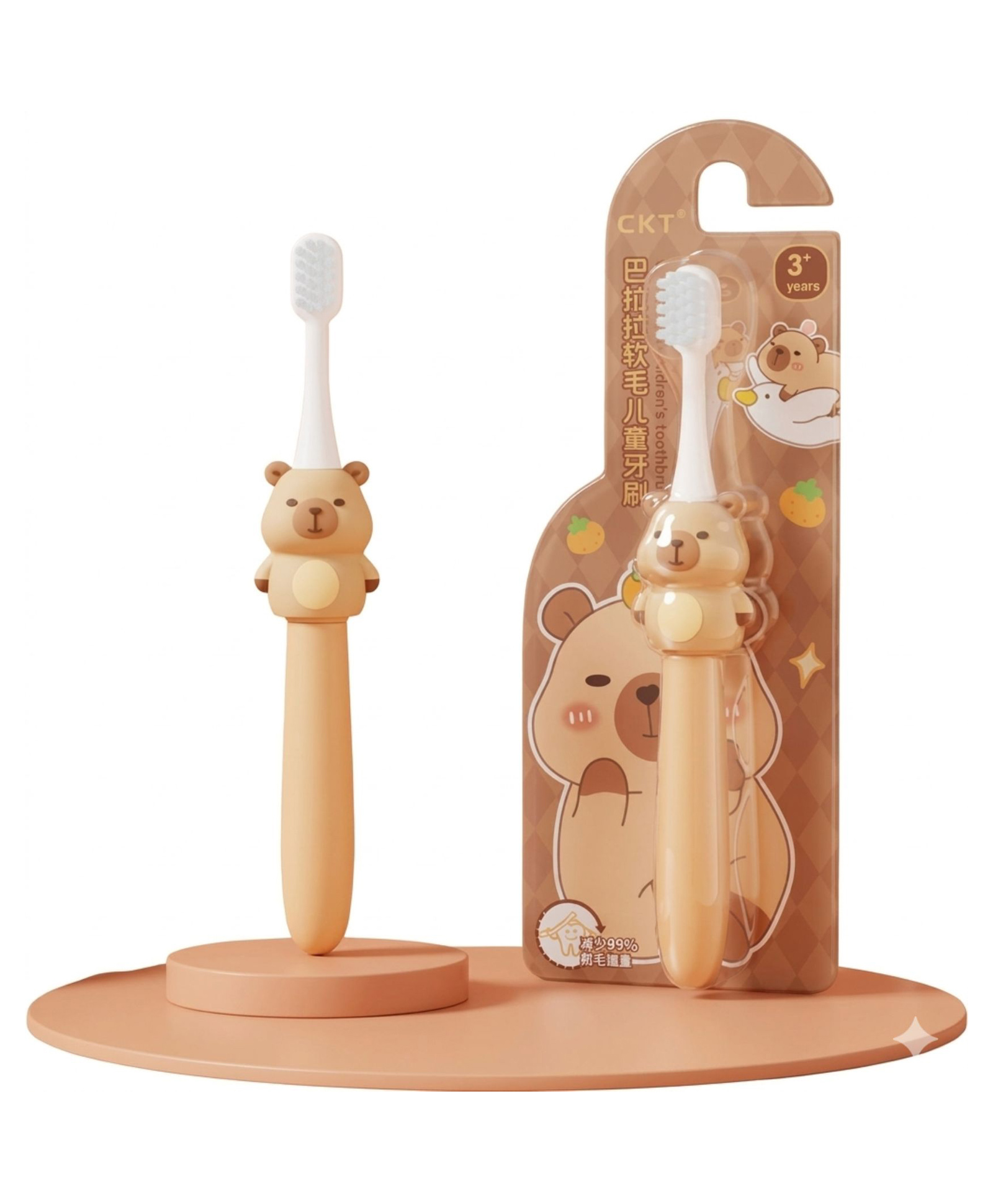 ZQBIEE Cartoon Character Soft Bristles Manual Toothbrush For Kids 3-12 Years Old with Anti-slip Rubberized Handle Design (Pack of 1 Brown )-picture-14