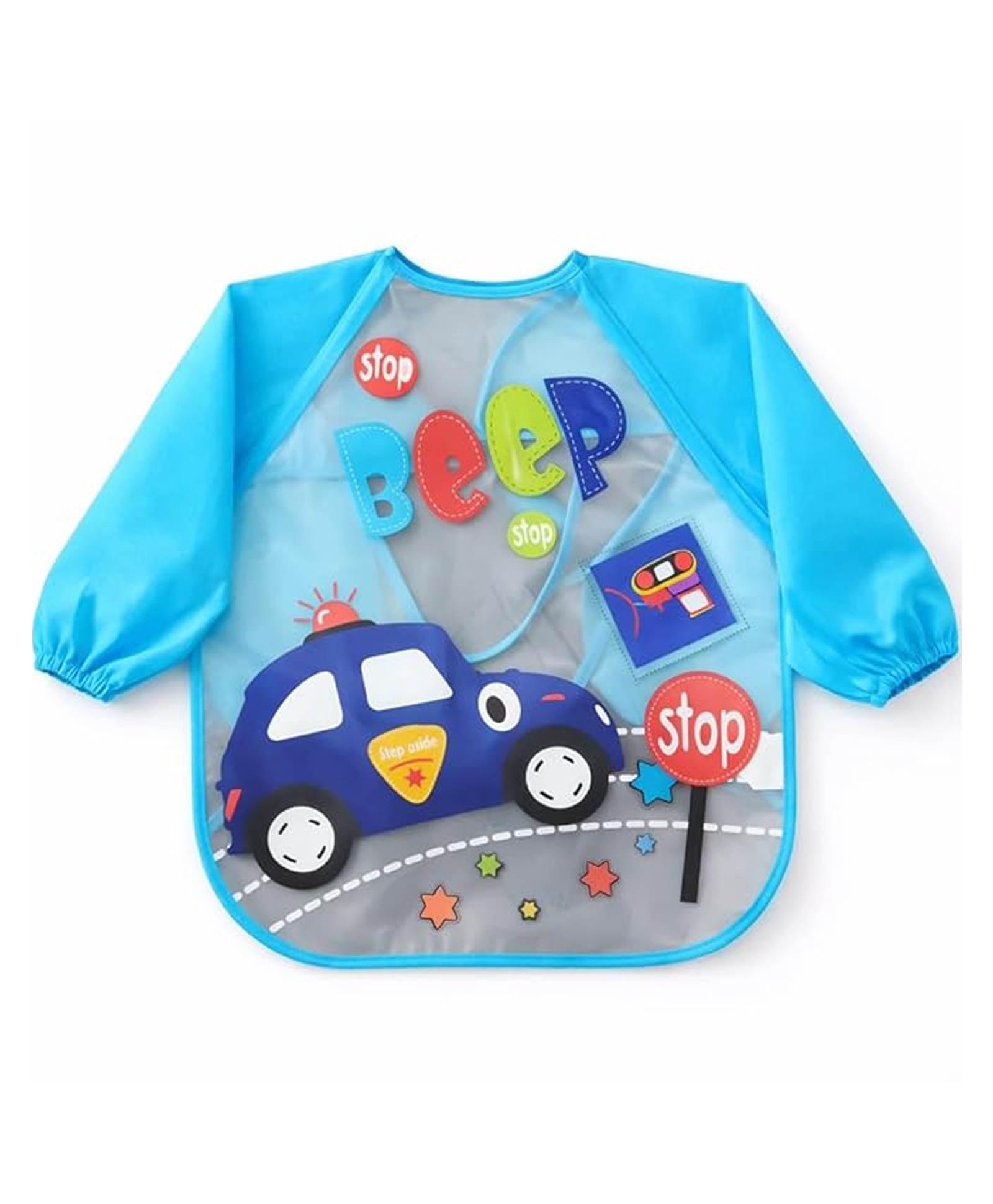 AEREX Full Sleeves Baby Bib Waterproof Feeding Apron for Toddlers Long Sleeve Smock with Food Catcher Pocket Mess Proof, Lightweight, Reusable & Easy Clean (Blue)-picture-12