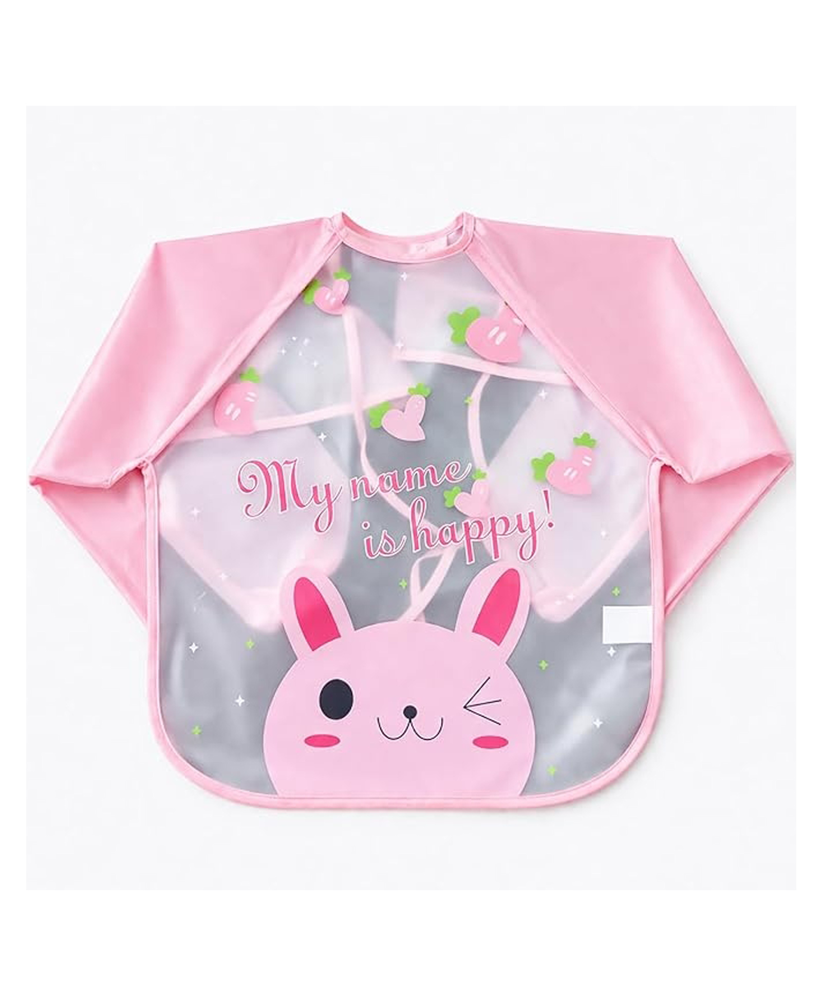 AEREX Full Sleeves Baby Bib Waterproof Feeding Apron for Toddlers Long Sleeve Smock with Food Catcher Pocket Mess Proof, Lightweight, Reusable & Easy Clean (Light Pink)-image-43