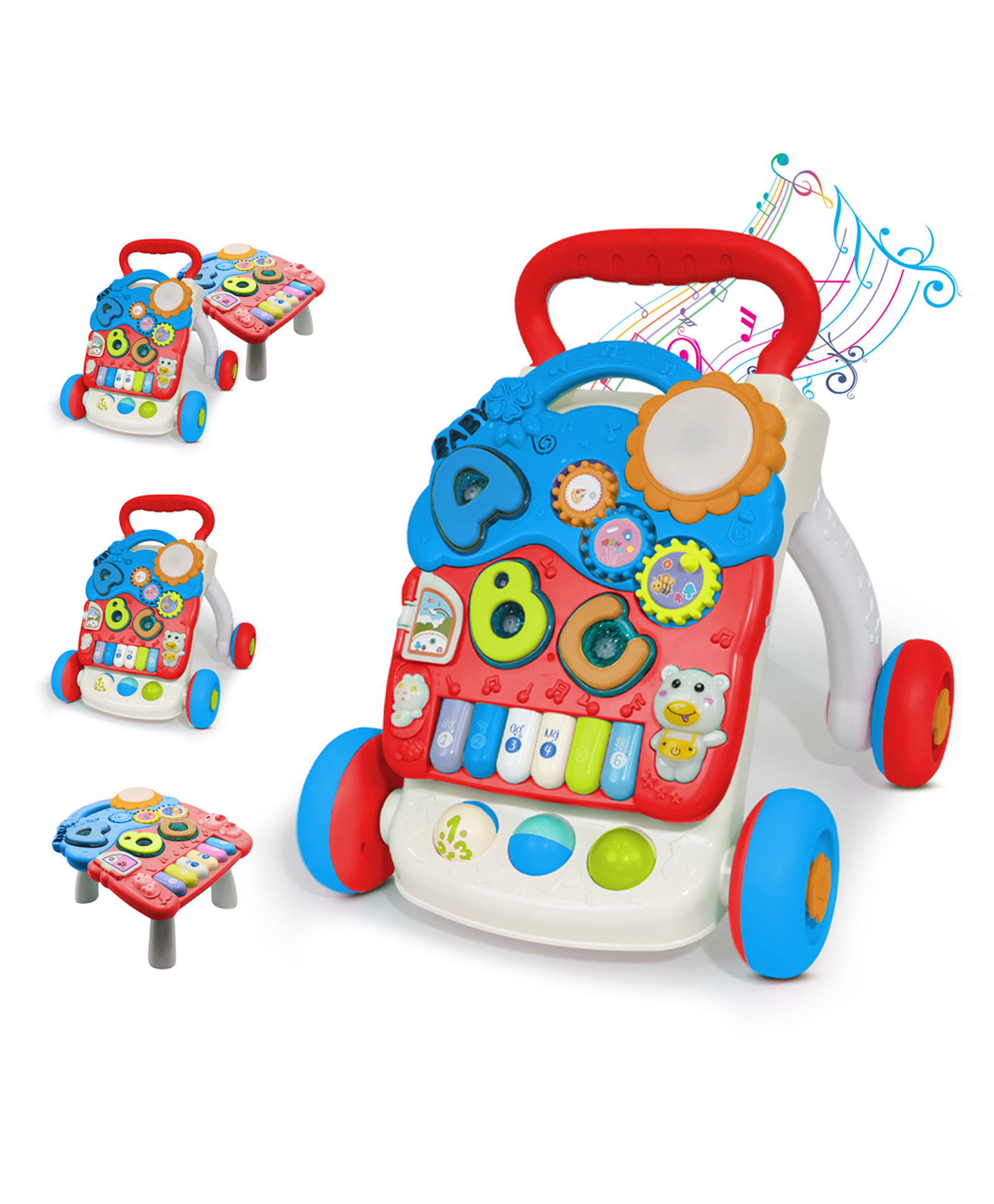 StarAndDaisy Baby Push Walker with Piano, Multi-Activity Walker for Infants/Toddler, Educational Elements and Stable & Safe Design - Red-image-45
