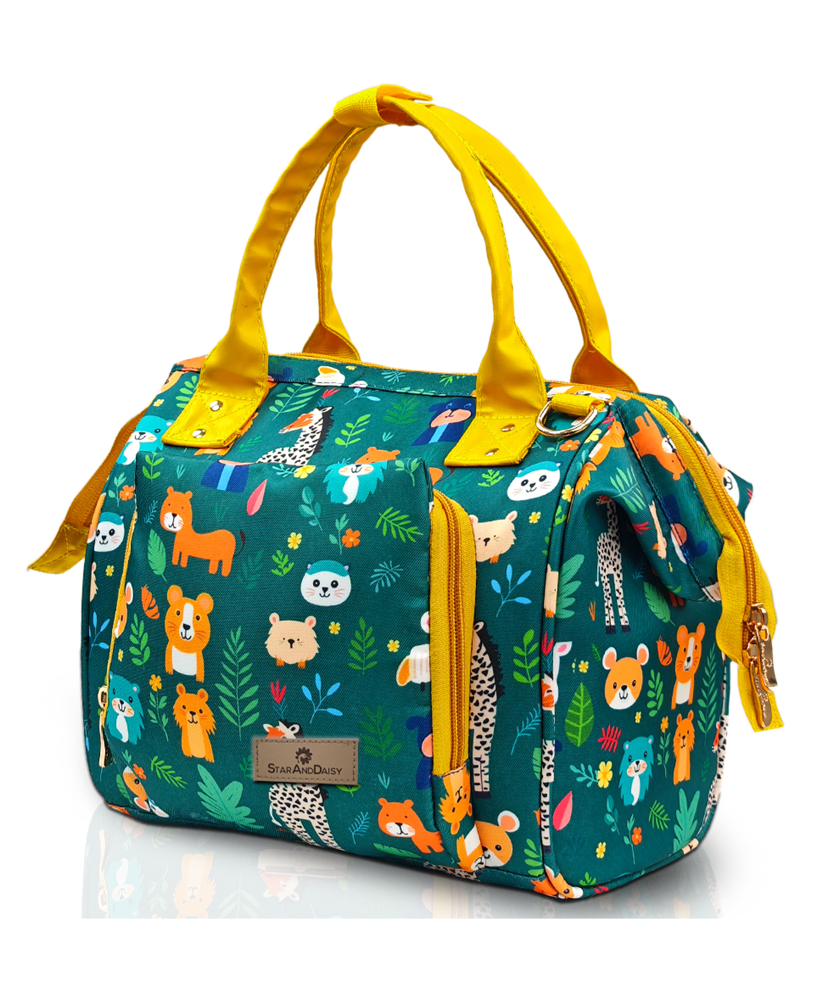 StarAndDaisy Bag for Mothers for Travel, Newborn Baby Diaper Bags with Multiple Pockets, Back Opening, Waterproof Pocket, Jungle Print - Green-picture-18