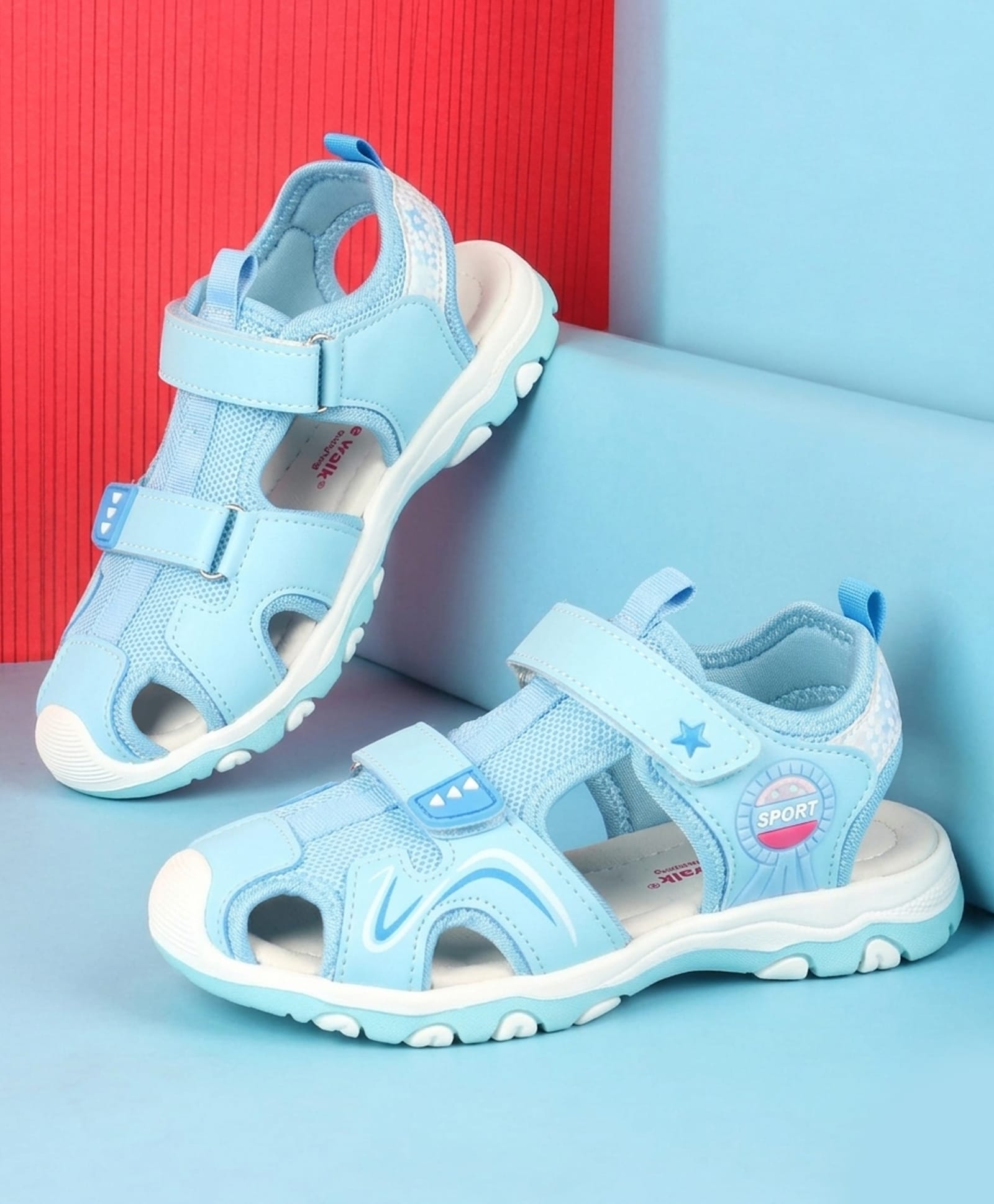 Cute Walk by Babyhug Velcro Closure Sandal With Sports Print - Blue-picture-24
