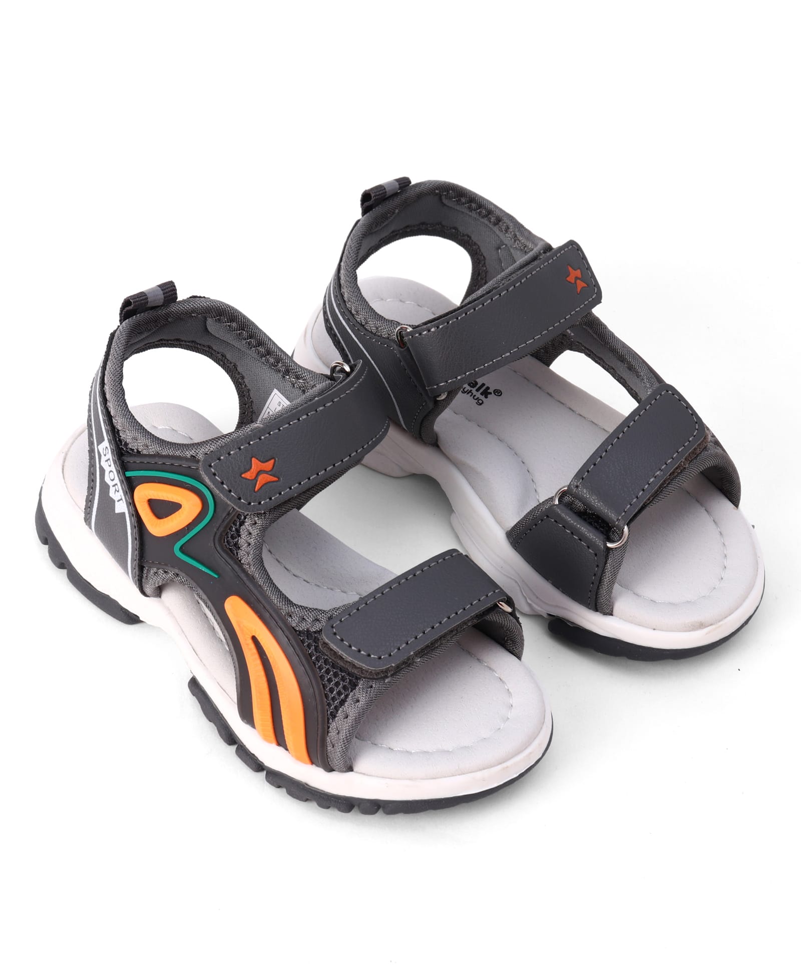 Cute Walk by Babyhug Velcro Closure Solid Sandal - Grey-picture-11