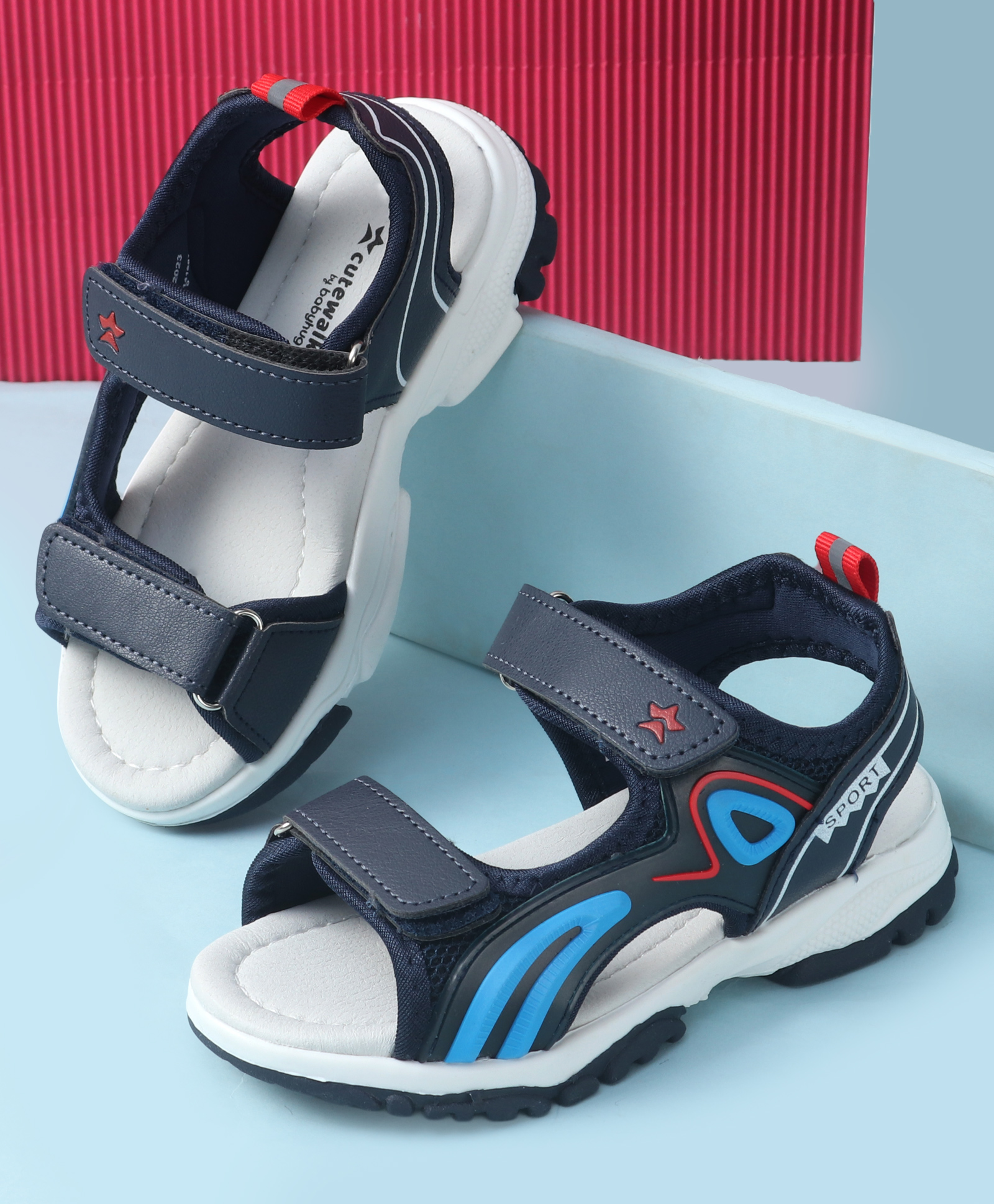 Cute Walk by Babyhug Velcro Closure Solid Sandal - Navy Blue-picture-21