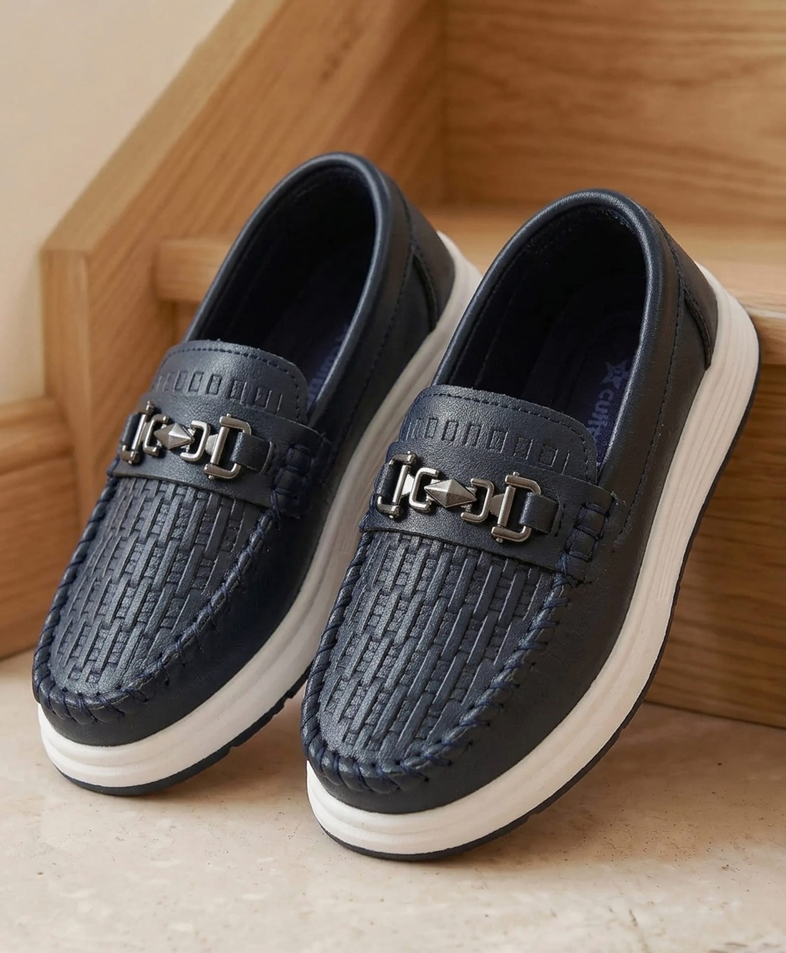 Cute Walk by Babyhug Slip On Solid Formal & Party Wear Shoes - Navy Blue-image-0