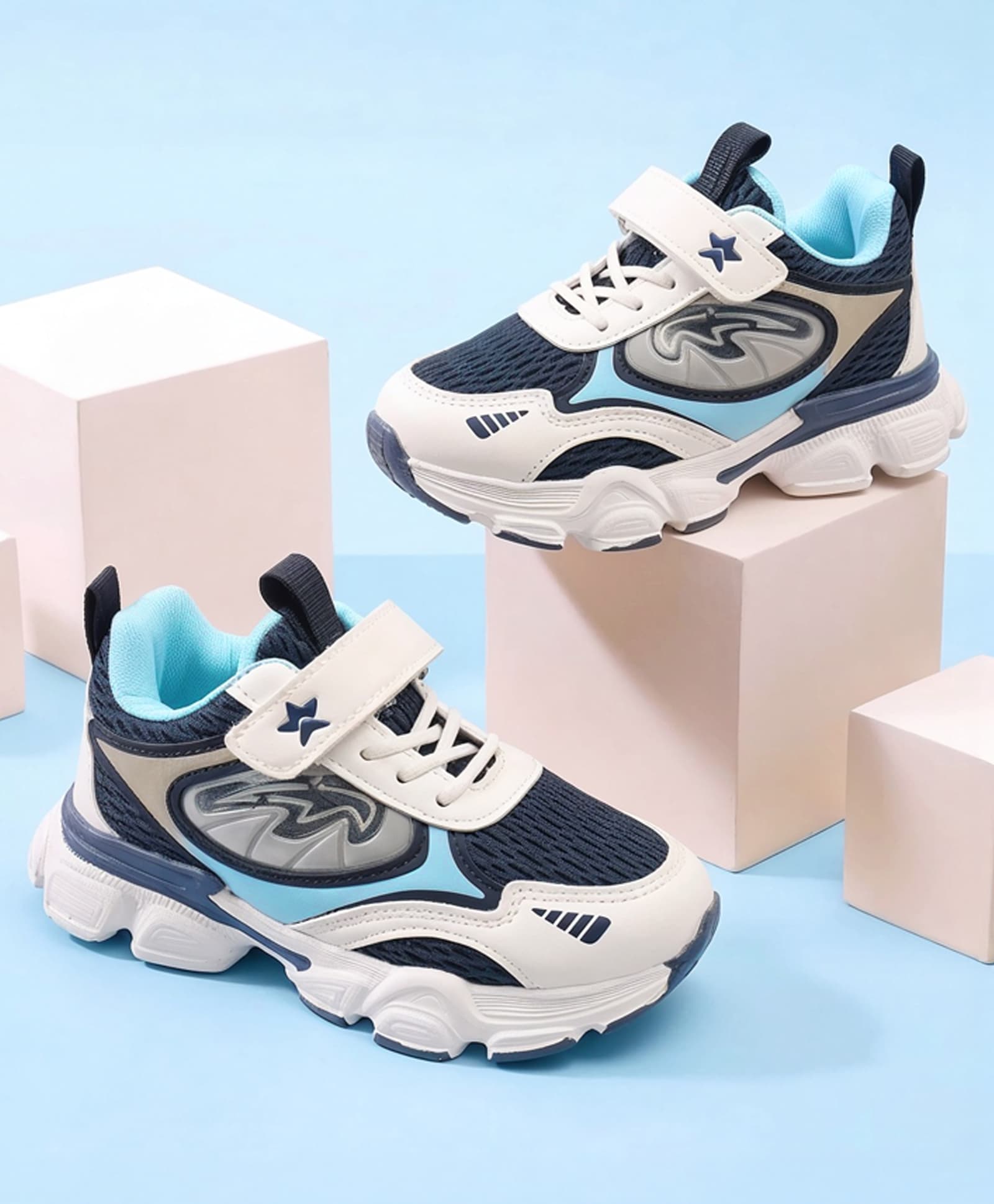 Cute Walk by Babyhug Velcro Closure Solid Sneakers -Navy Blue-image-39