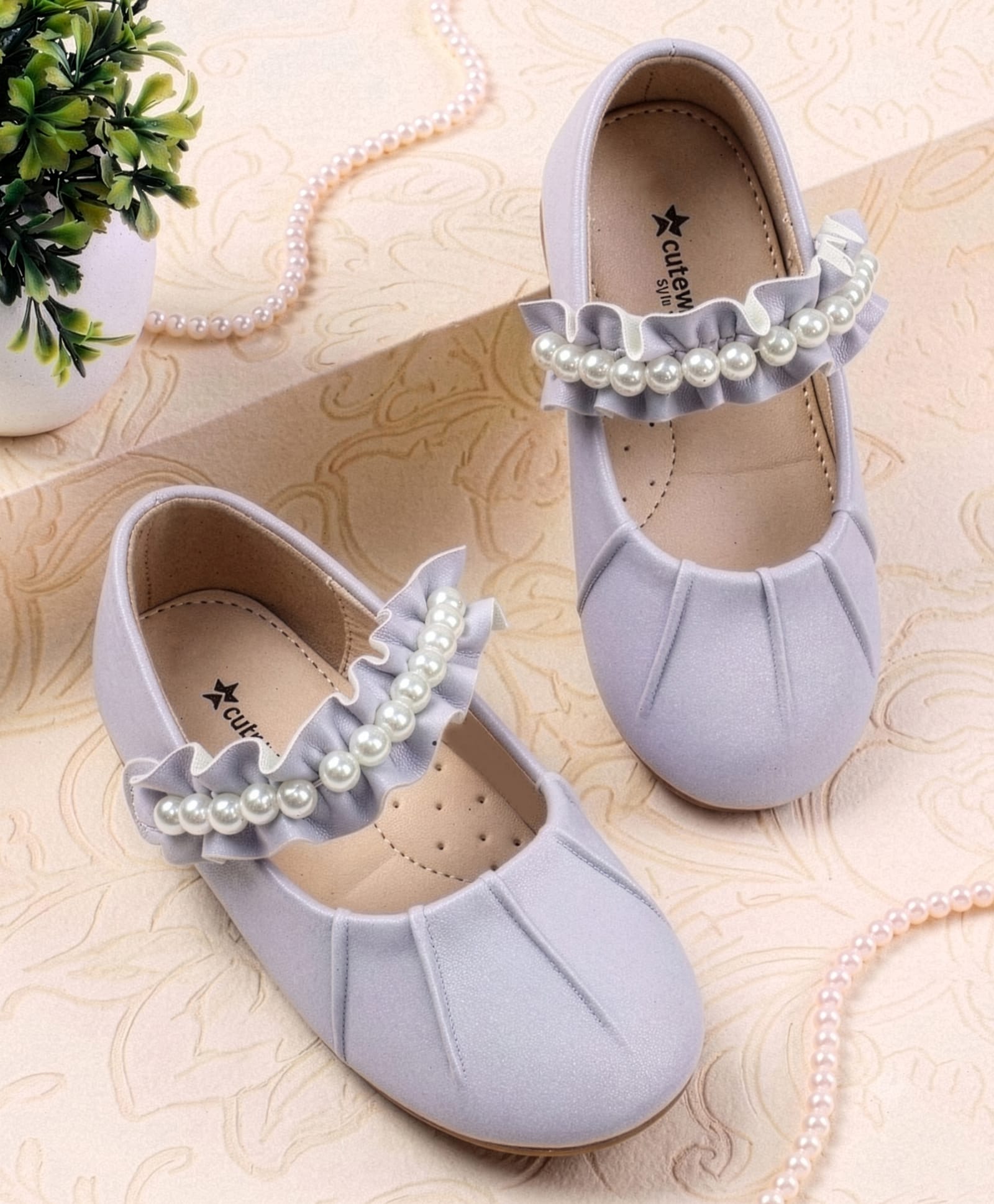 Cute Walk by Babyhug Velcro Closure Ballerina With Stone Embellished - Purple-image-2