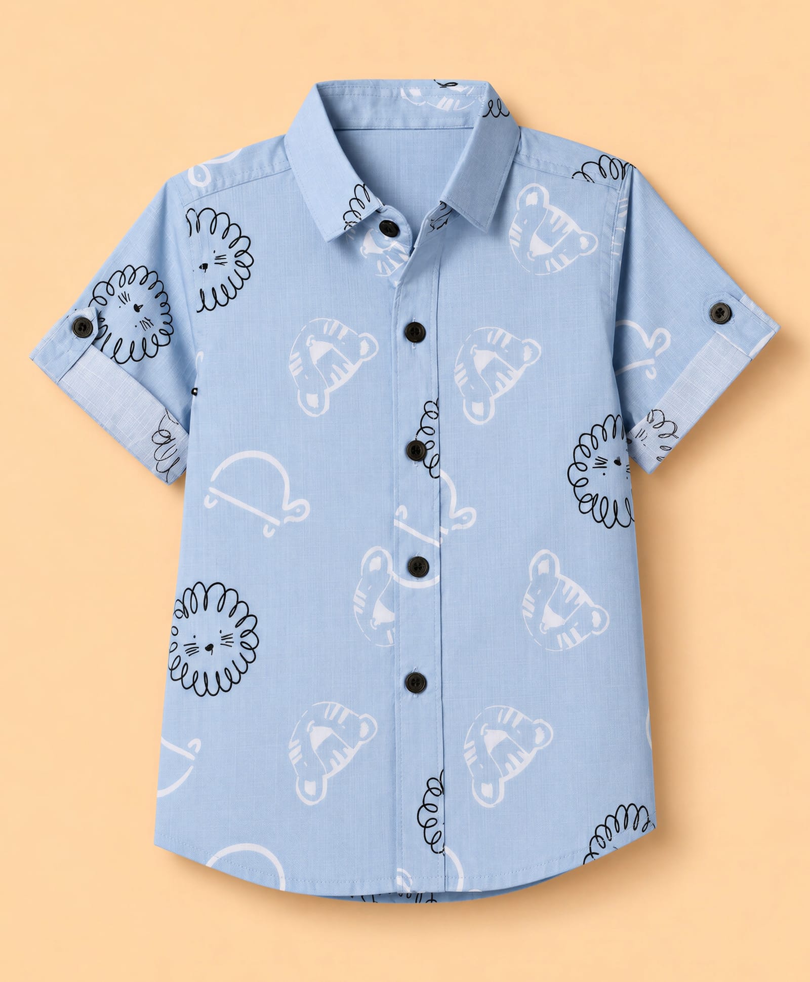 Jash Kids Cotton Woven Half Sleeves Shirt with Animal Print - Blue-picture-37