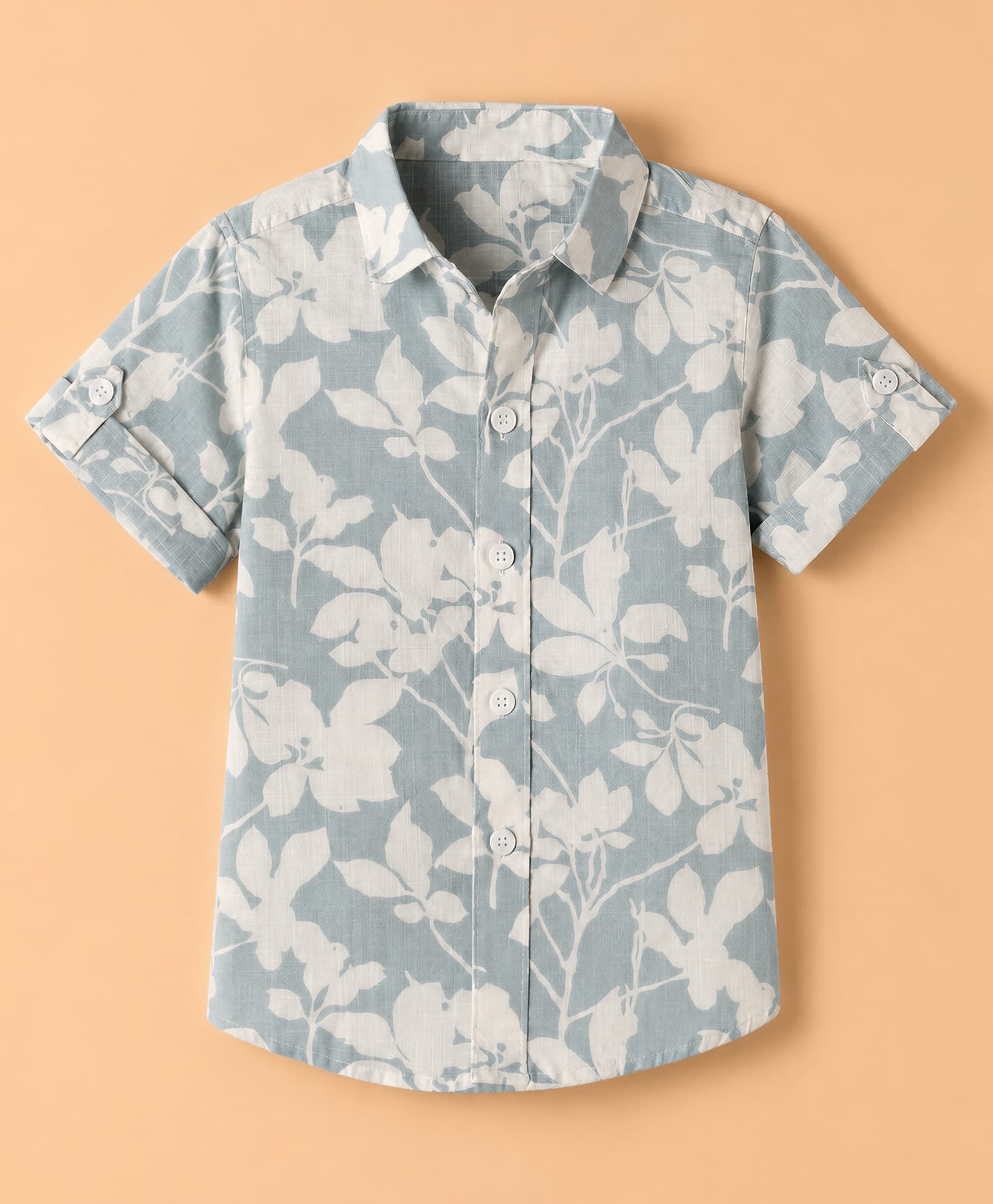Jash Kids Cotton Woven Half Sleeves Shirt with Floral Print - Turquoise-picture-25