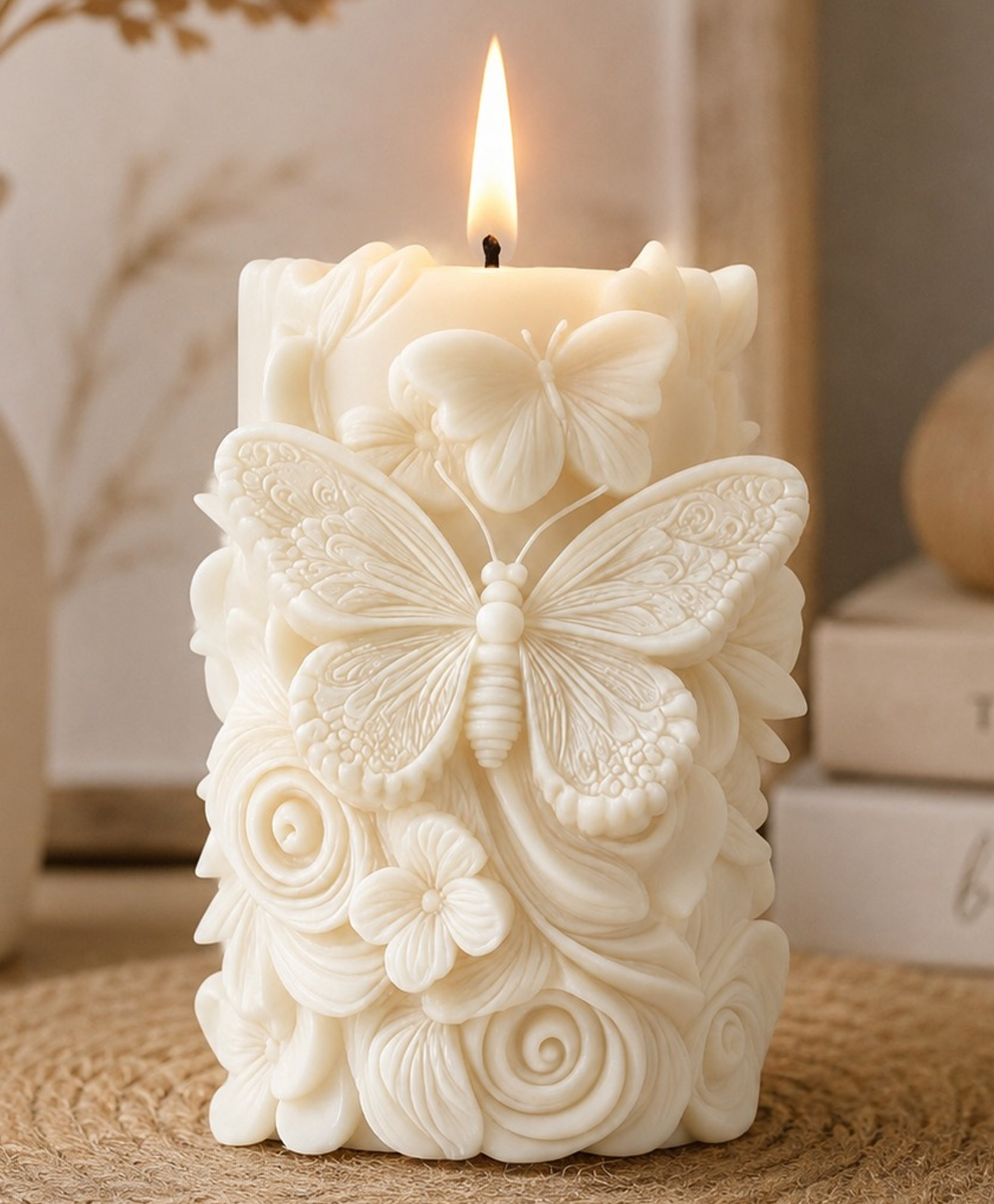 ADKD Luxury 3D Butterfly Bloom Garden Soy Wax Decorative Candle for Home Decor, Nursing & Gifting -Pack of 1-image-9