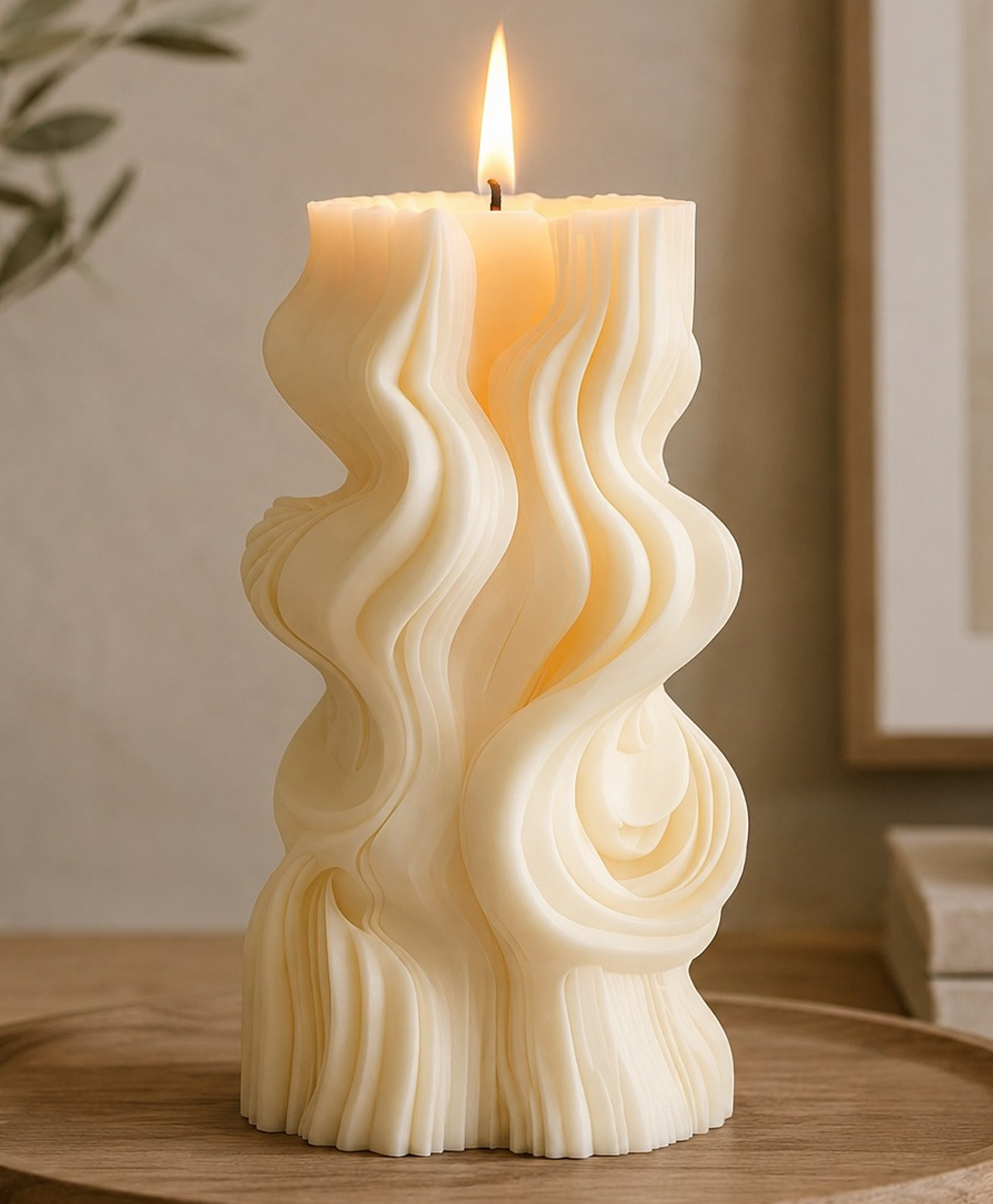 ADKD Luxury 3D Modern Wave Sculptural Soy Wax Decorative Candle for Home Decor, Nursing & Gifting -Pack of 1-image-27