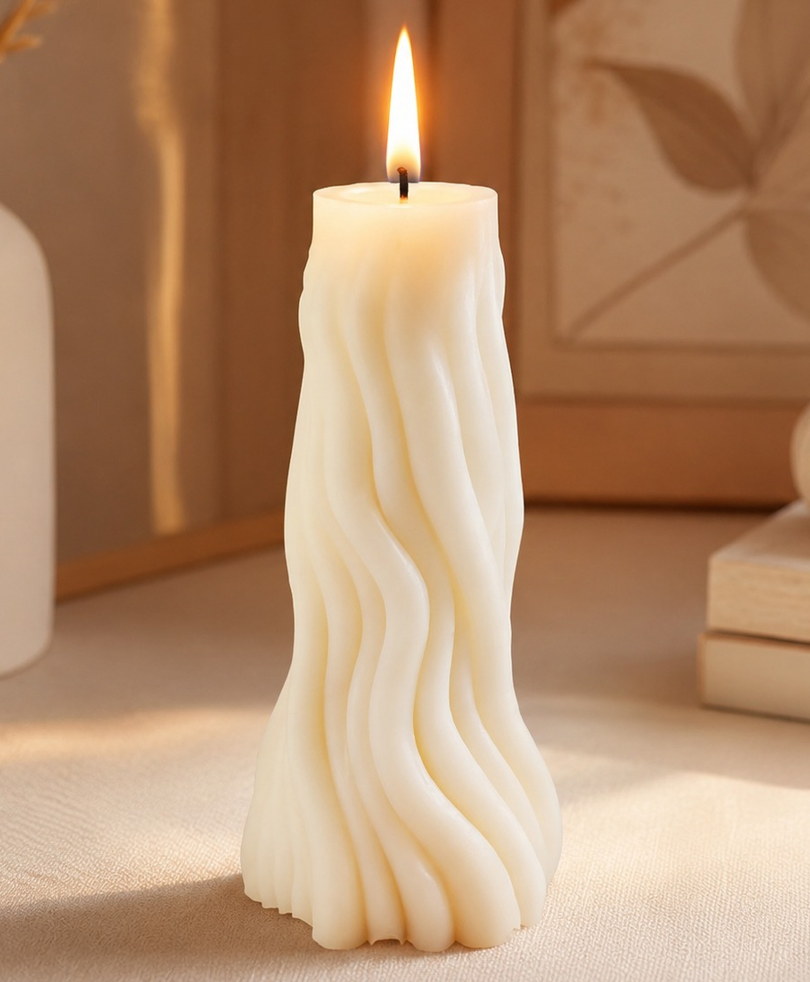 ADKD Luxury 3D Slim 124mm Art Pillar Soy Wax Decorative Candle for Home Decor, Nursing & Gifting -Pack of 1-picture-16
