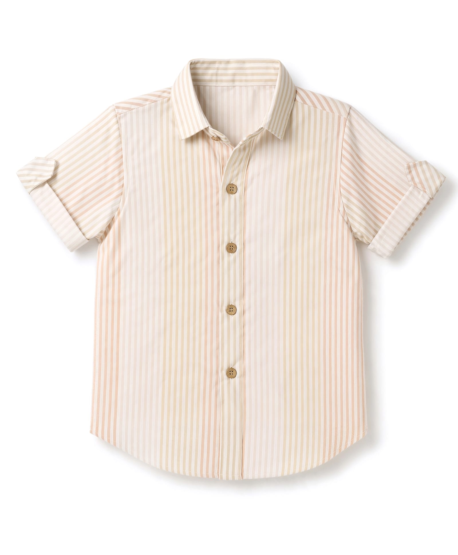 JASH KIDS Woven Striped Shirts with Half Sleeves in Khaki for 4-5 Years-picture-33