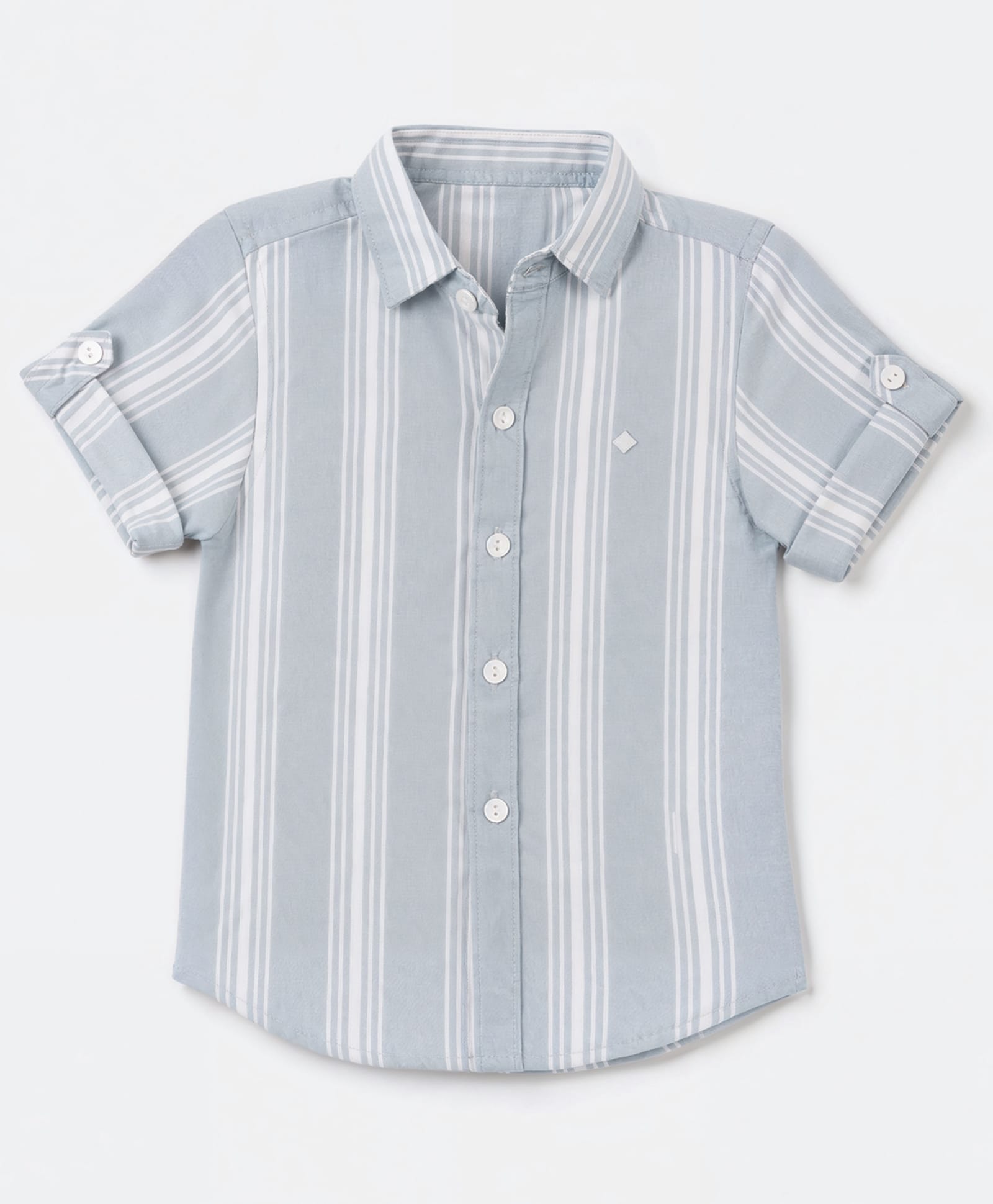 JASH KIDS Cotton Woven Striped Shirt with Half Sleeves in Blue for 18-24 Months-picture-27