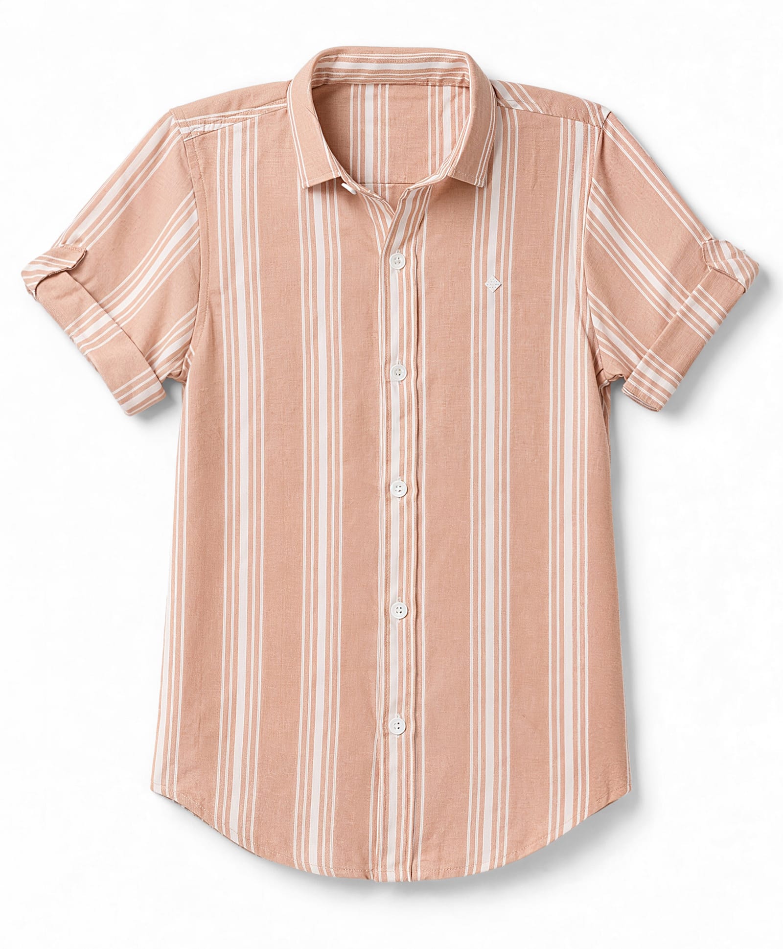 JASH KIDS Cotton Woven Striped Shirt with Half Sleeves in Orange for 18-24 Months-picture-17