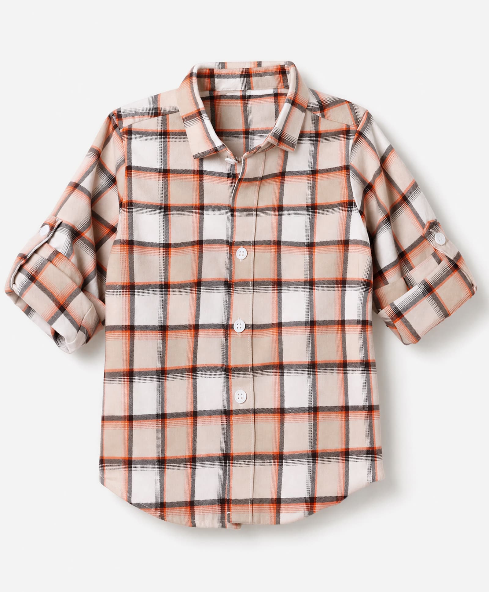 JASH KIDS Cotton Woven Checks Shirt with Full Sleeves in Khaki for 18-24 Months-picture-39
