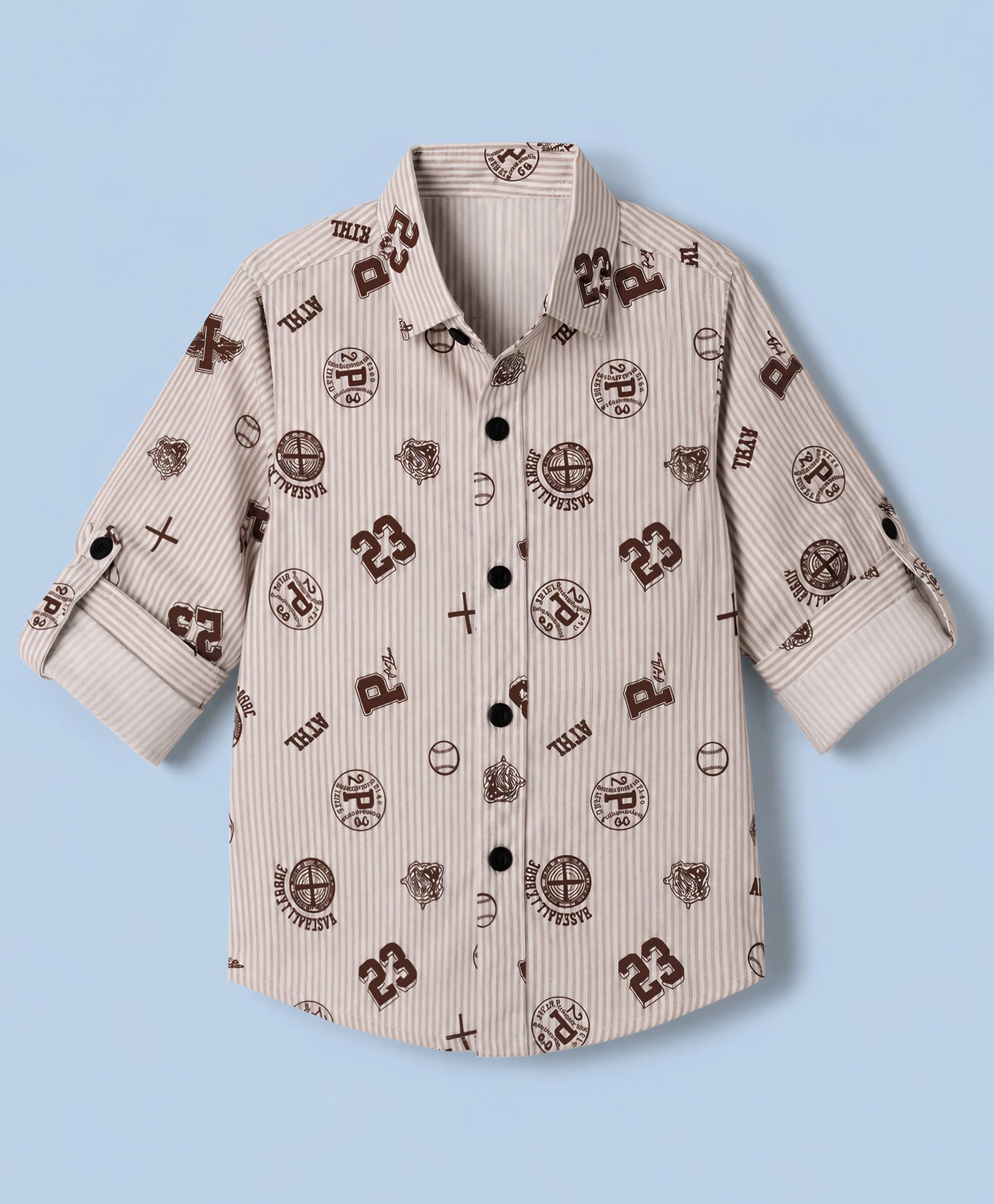 Jash Kids Cotton Woven Full Sleeves Shirts With Baseball Print - Khaki-image-31