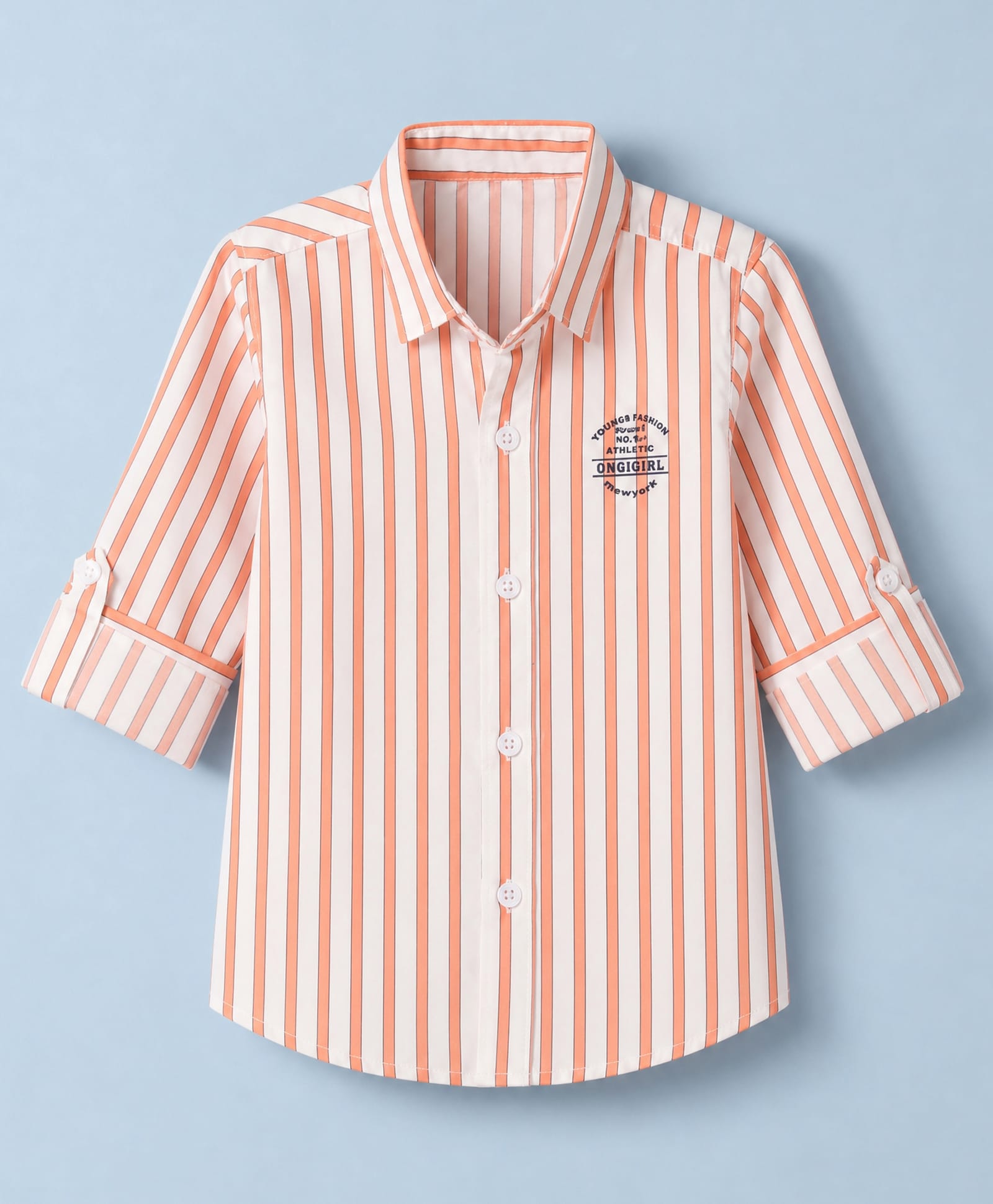 Jash Kids Cotton Woven Full Sleeves Striped Shirt with Text Print - Orange-picture-25