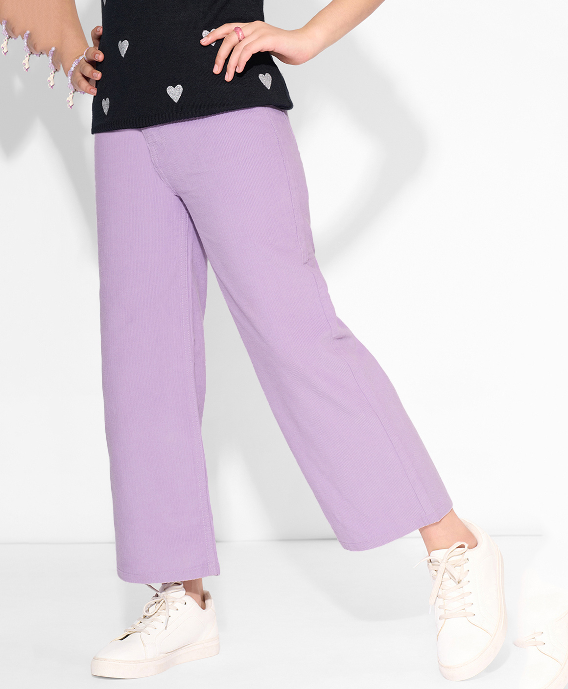 Pantaloons Junior Cotton Woven Solid Trousers - Lilac-picture-16