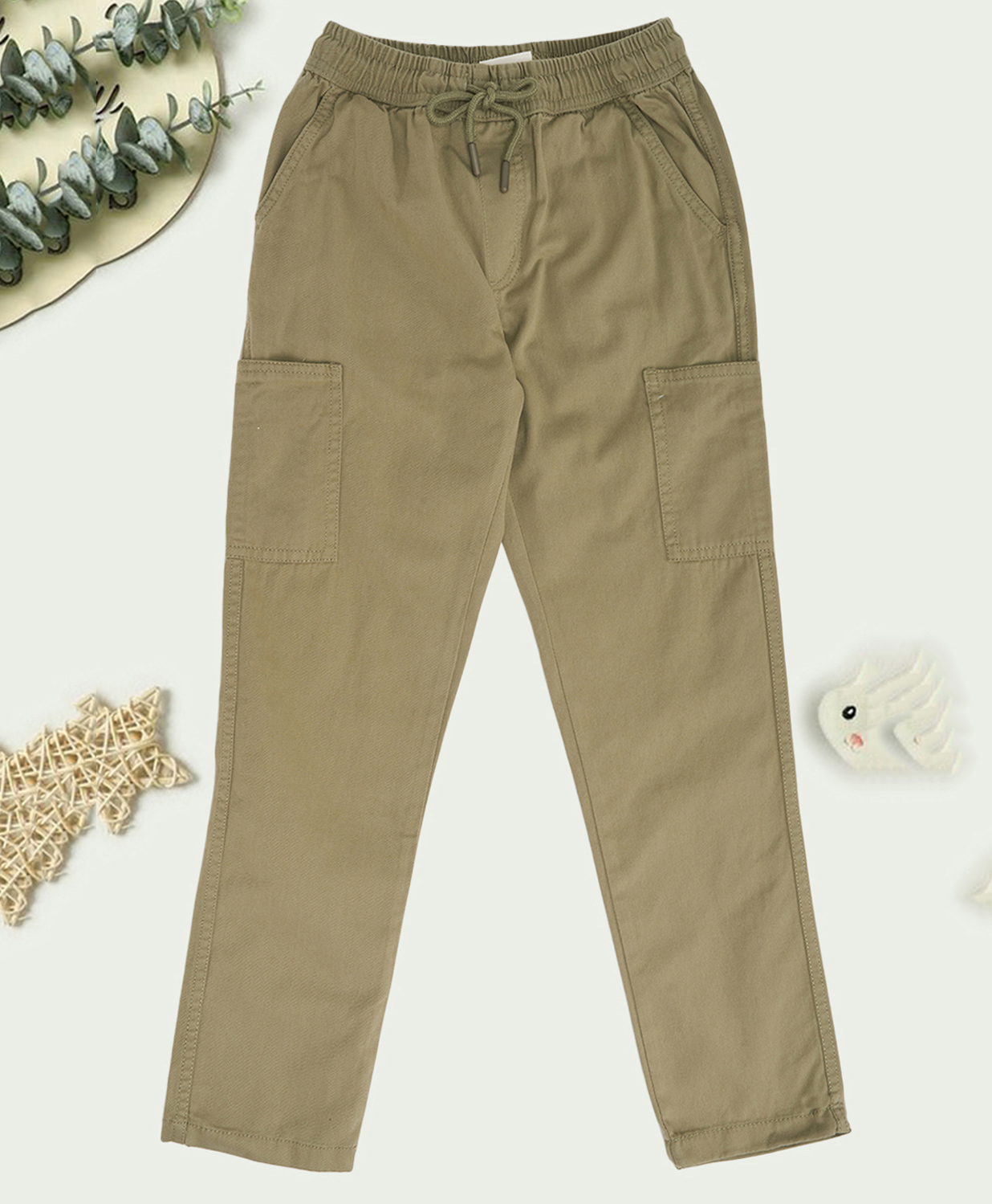 Pantaloons Junior Cotton Woven Solid Trousers - Khaki-picture-40