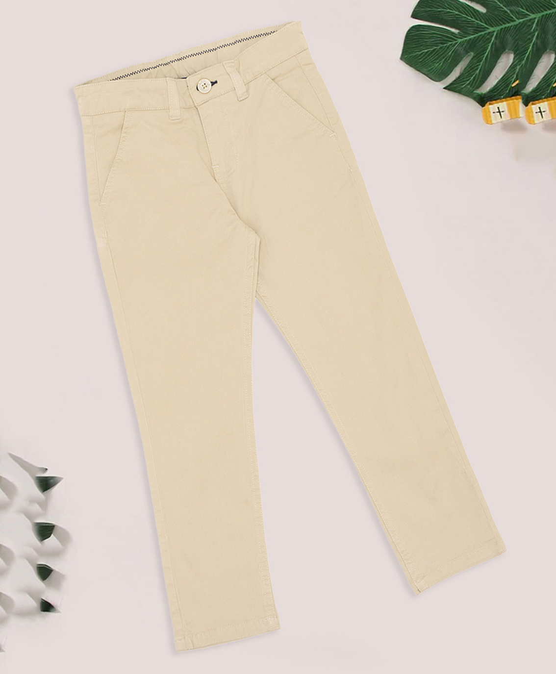 Pantaloons Junior Cotton Woven Solid Trousers - Beige-picture-33