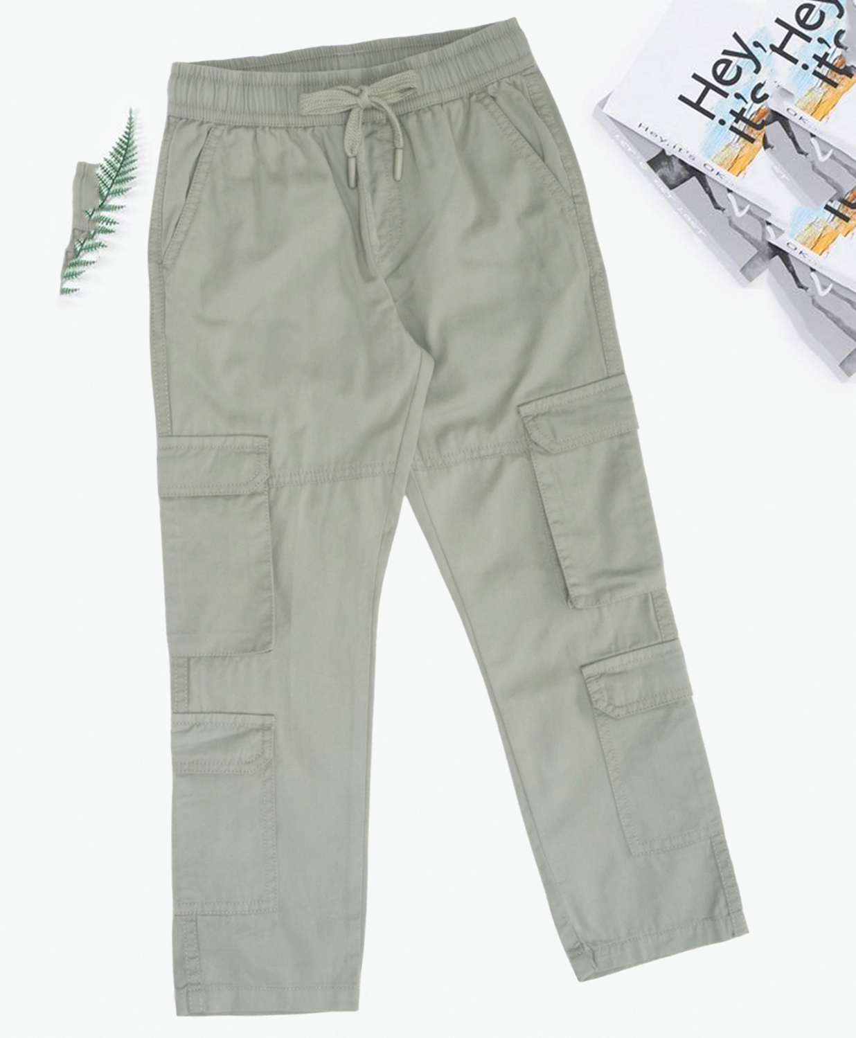 Pantaloons Junior Cotton Woven Solid Cargo Style Trousers - Grey-picture-10