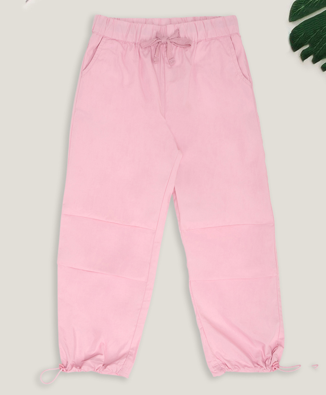 Pantaloons Junior Cotton Woven Solid Trousers - Pink-picture-40
