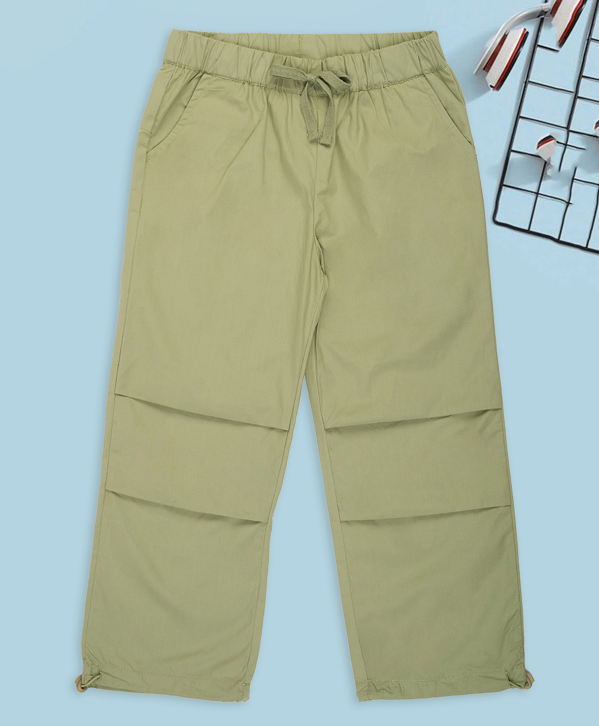 Pantaloons Junior Cotton Woven Solid Trousers - Green-picture-16