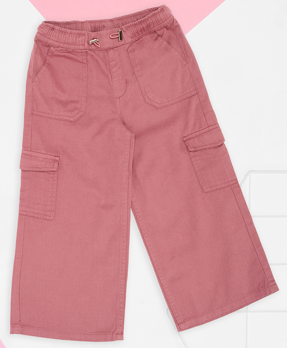 Pantaloons Junior Cotton Woven Solid Cargo Pants - Mauve-picture-29