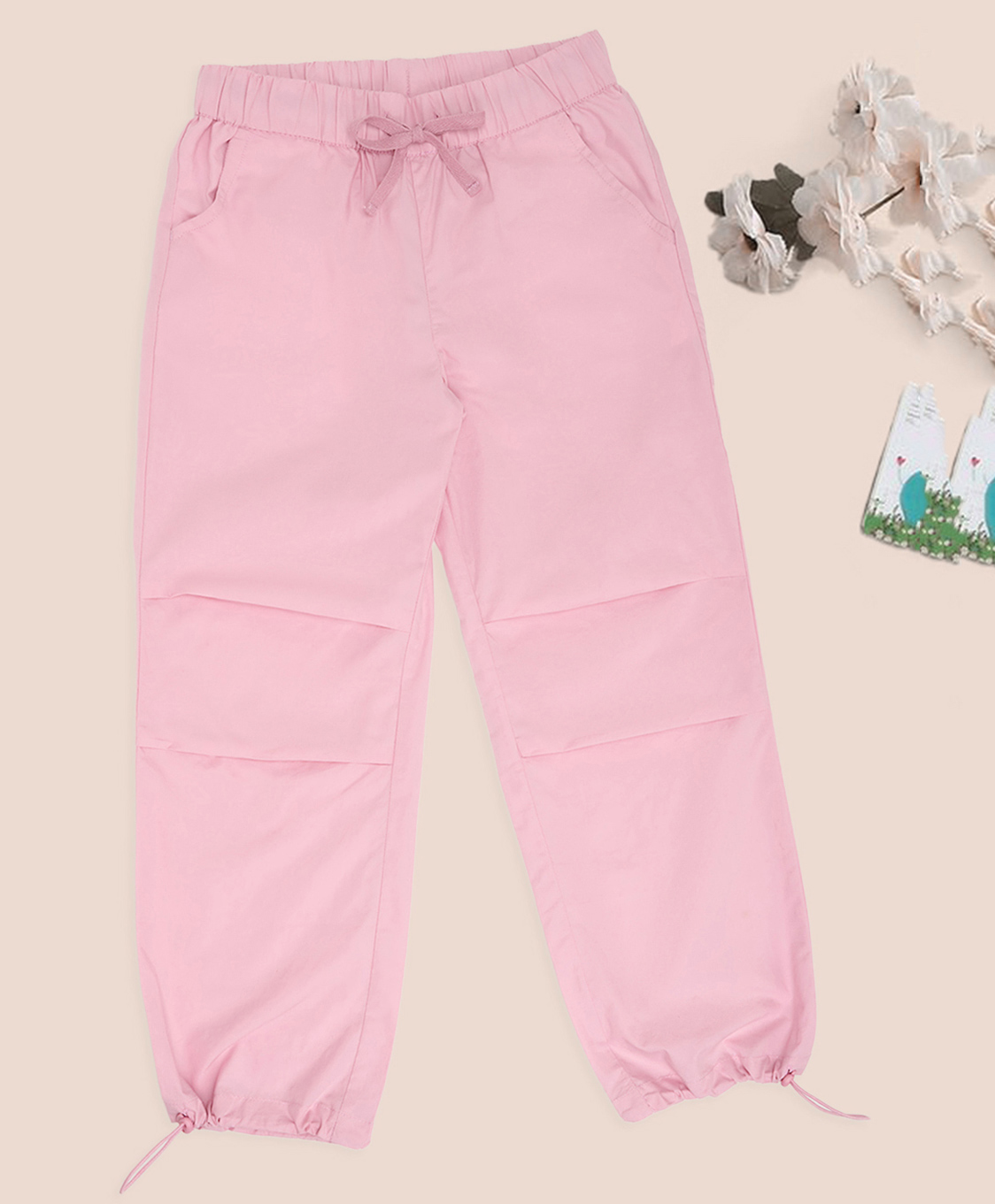 Pantaloons Junior Cotton Woven Solid Trousers - Pink-picture-35