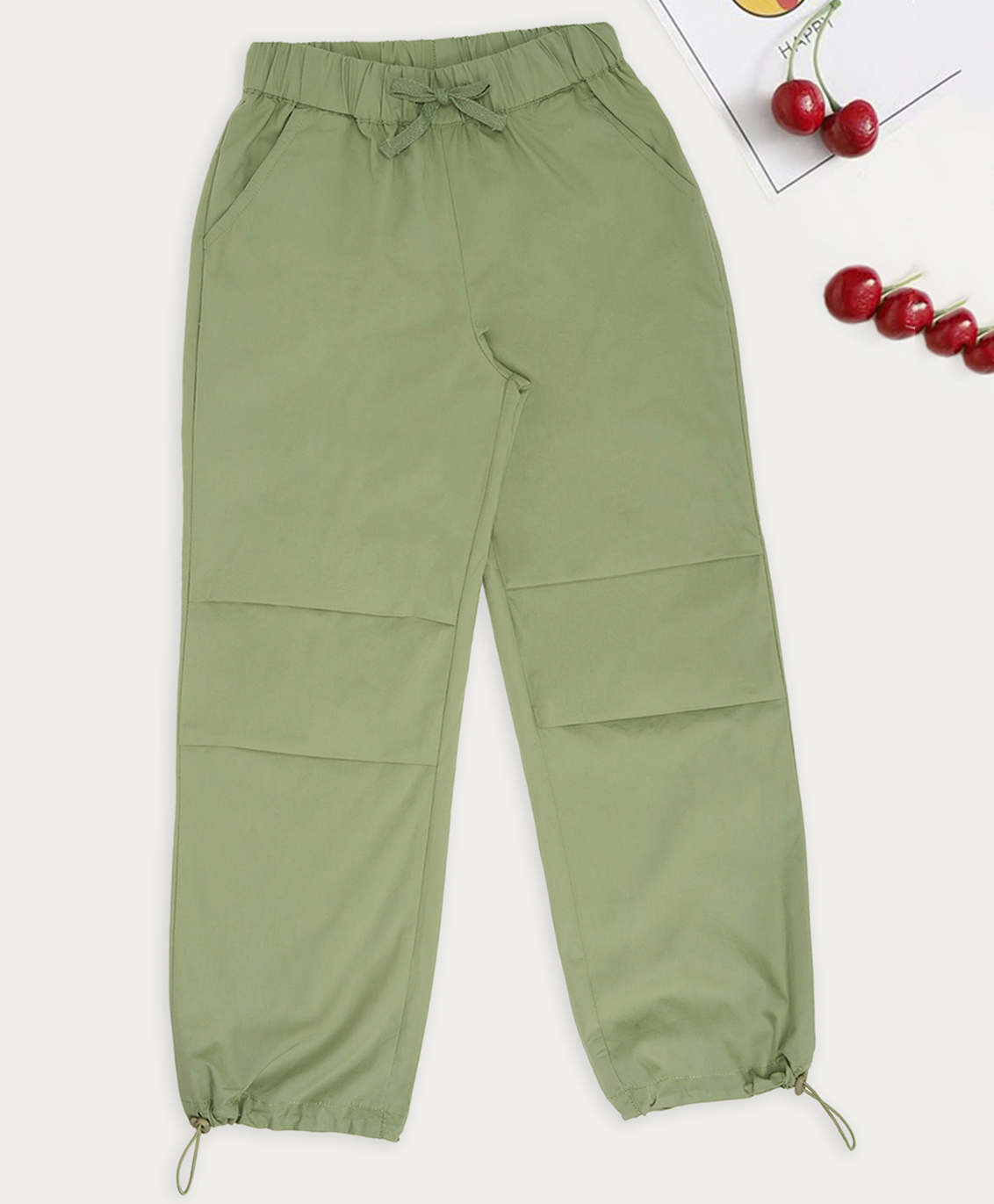 Pantaloons Junior Cotton Woven Solid Trousers - Olive Green-image-49
