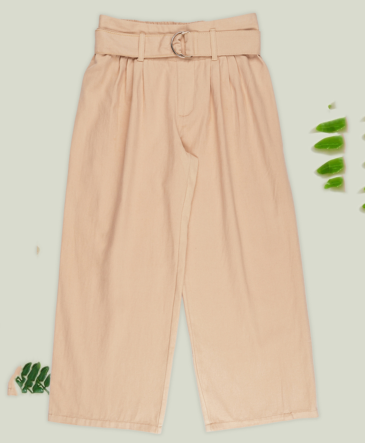 Pantaloons Junior Cotton Woven Solid Pleated Trousers - Beige-picture-25
