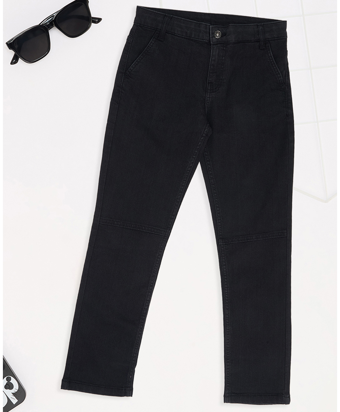 Pantaloons Junior Woven Solid Jeans - Black-picture-15